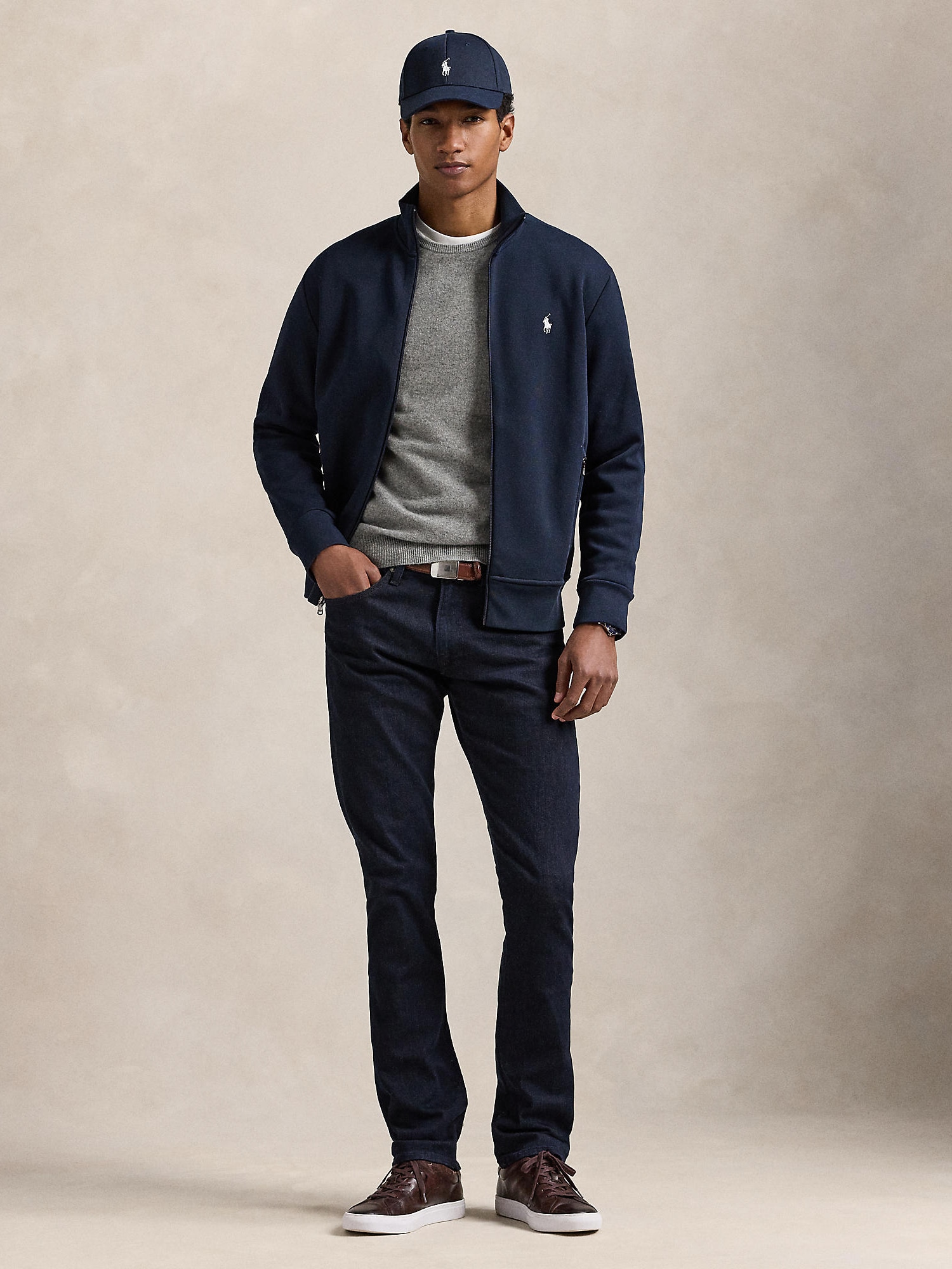 Polo Ralph Lauren Tepláková bunda 'TRACKM9' námornícka modrá / biela (obrázok 4)