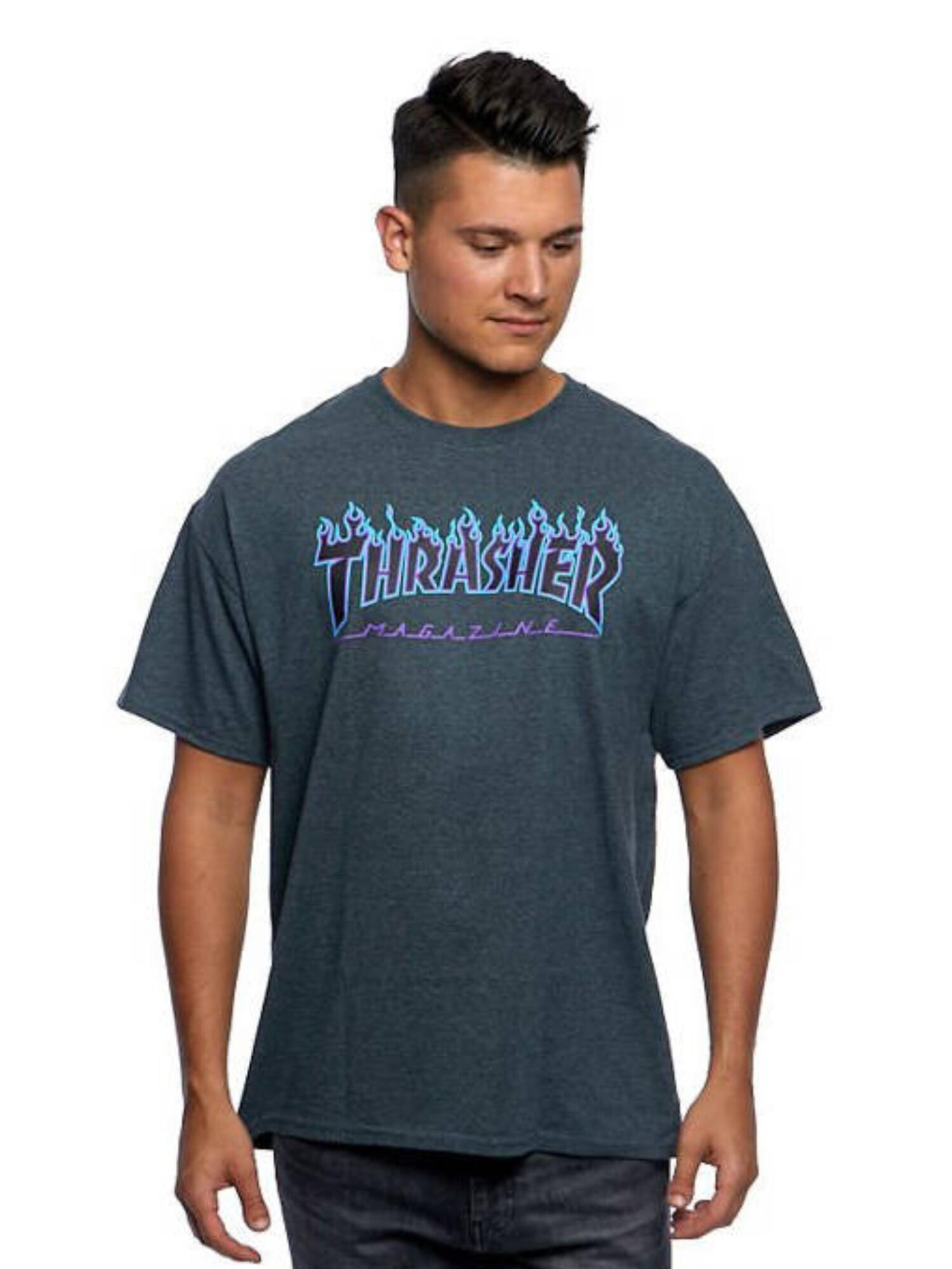 THRASHER Camiseta 'FLAME'  gris oscuro – imagen 2