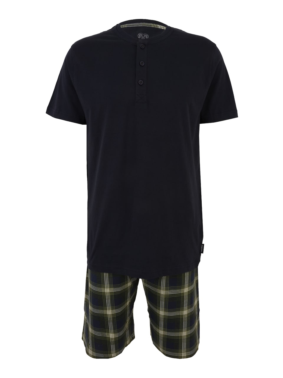 Pyjamas kort marinblå / grön / svart