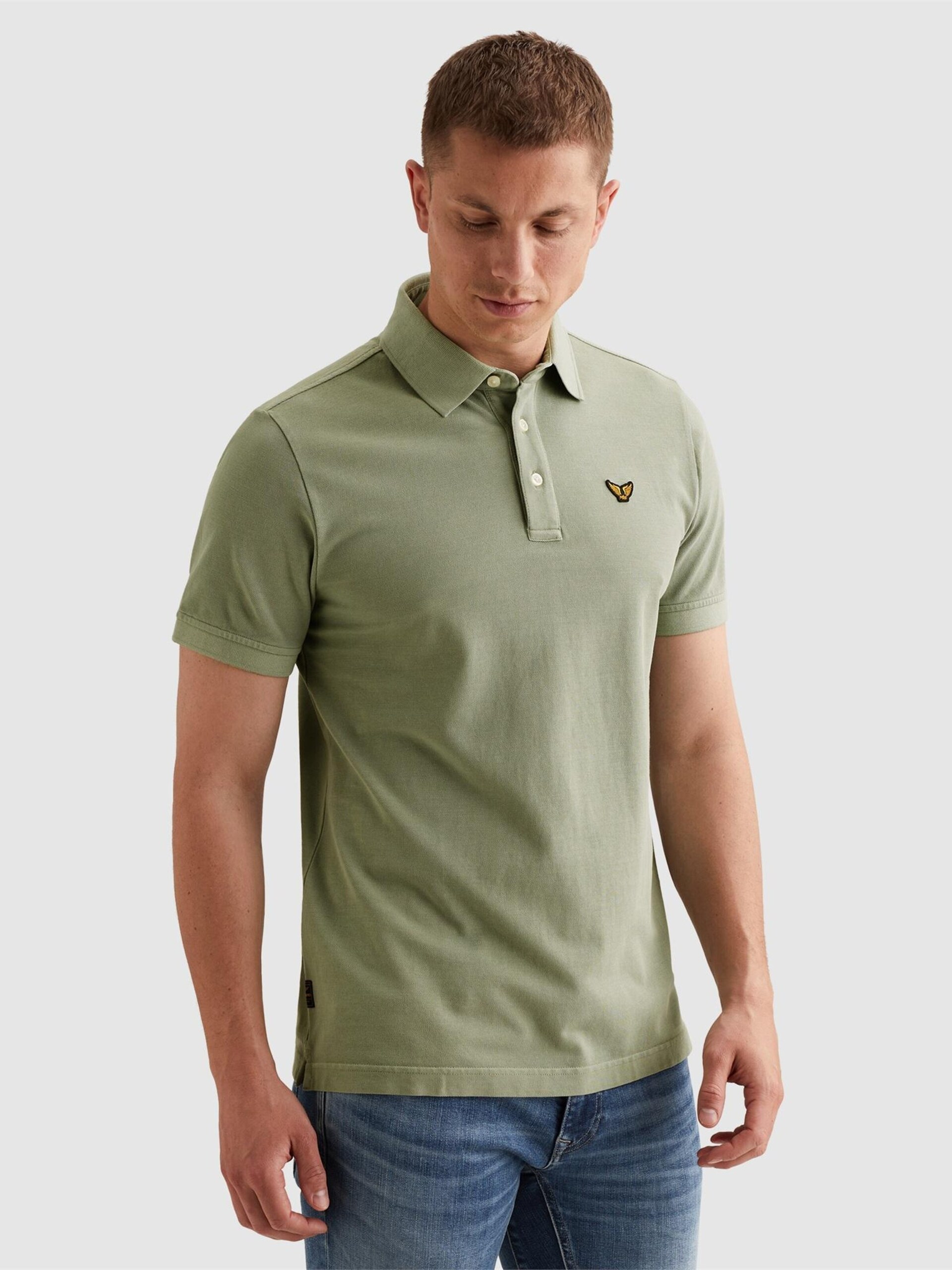 PME Legend T-shirt 'Polo shirt with garment-dye wash and tailwing logo' herr