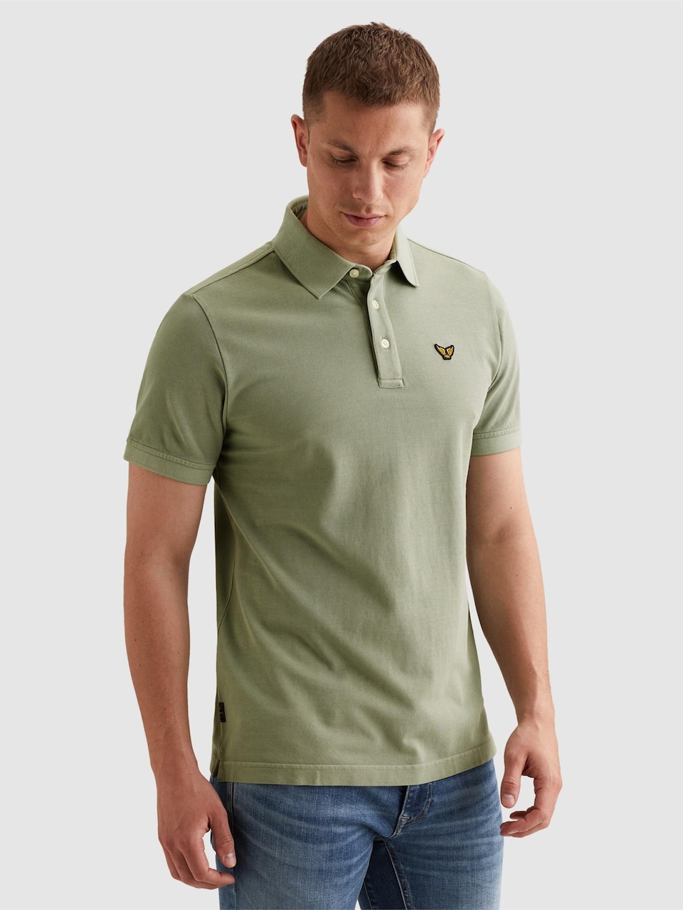 T-shirt 'Polo shirt with garment-dye wash and tailwing logo'