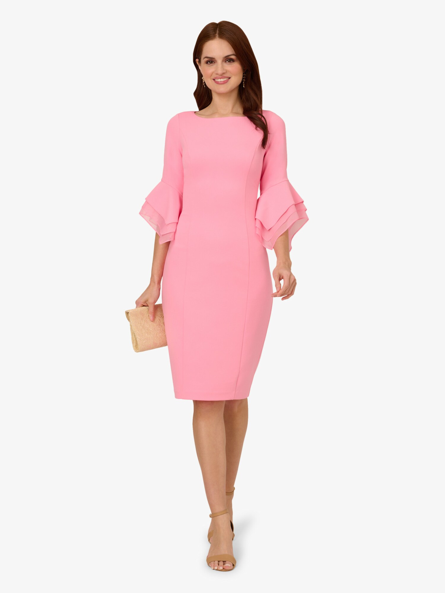 Thumbnail - Adrianna Papell Knielanges Cocktailkleid Knit Crepe Tiered Sleeve Dress