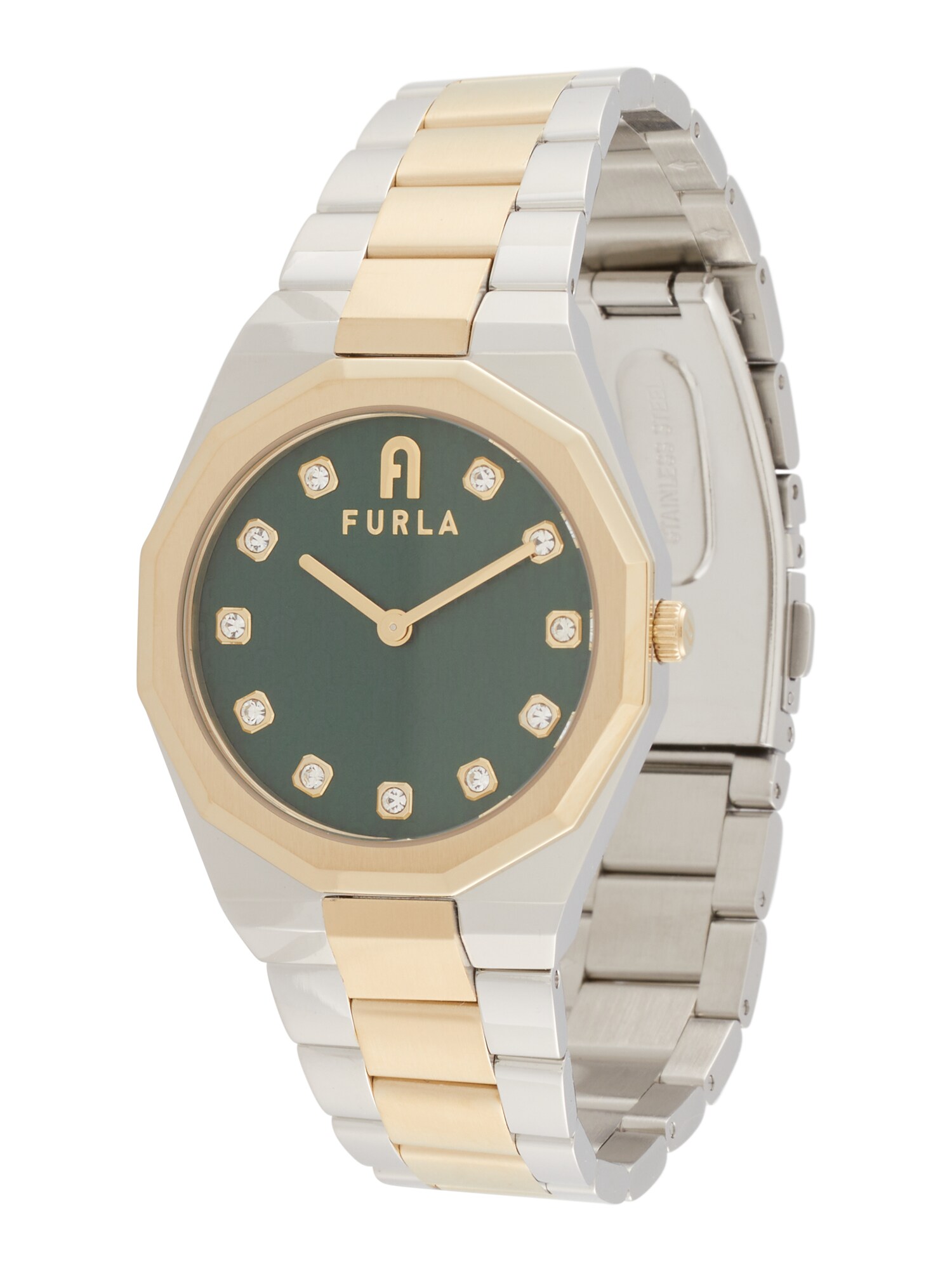 FURLA Ceas analogic  auriu / verde smarald / argintiu / transparent
