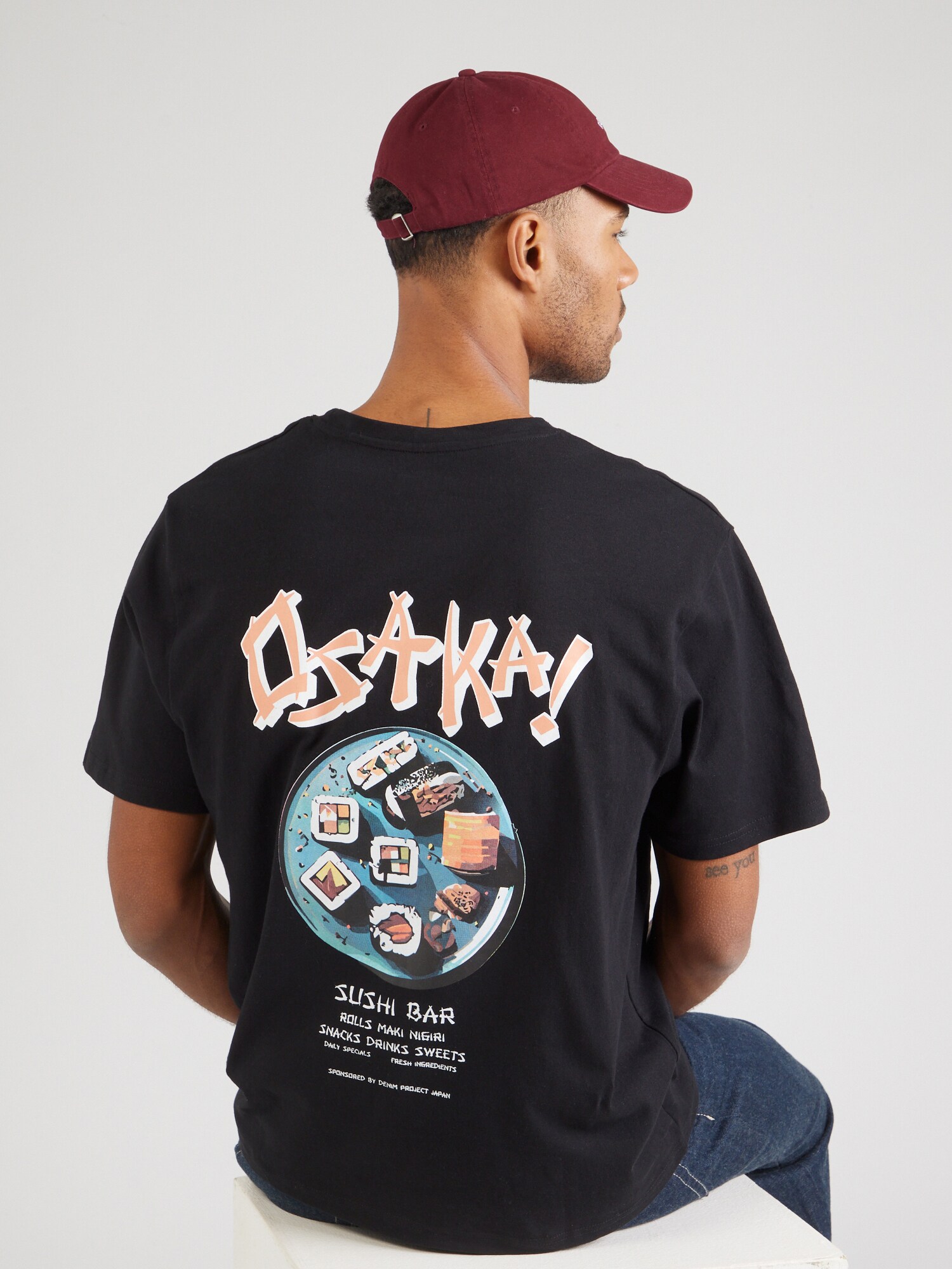 Denim Project Póló 'Osaka Sushi'  kék / narancs / fekete / fehér termék 2. képe