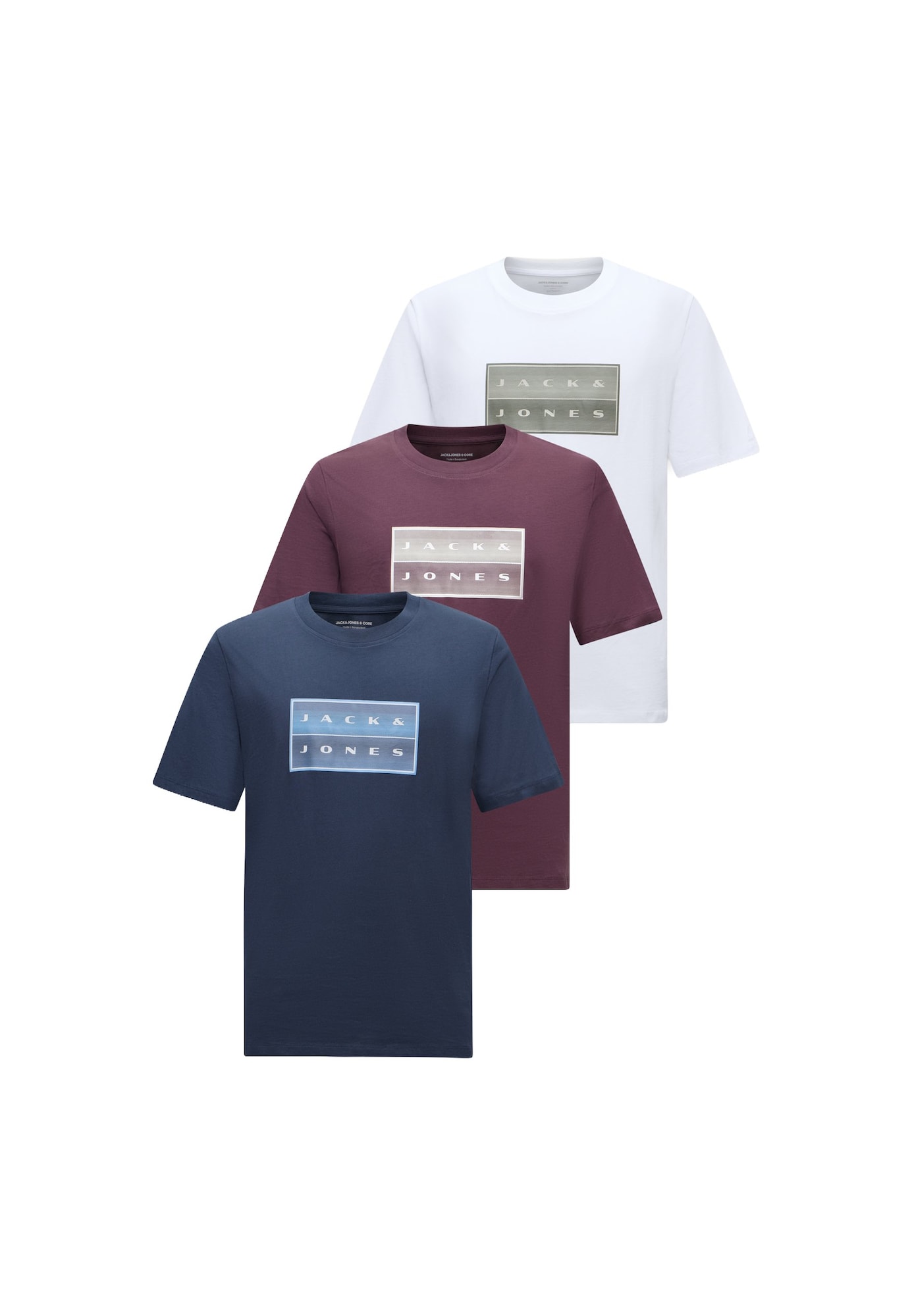 JACK & JONES Camiseta 'JCOFUSION' azul noche / zafiro / chocolate / blanco