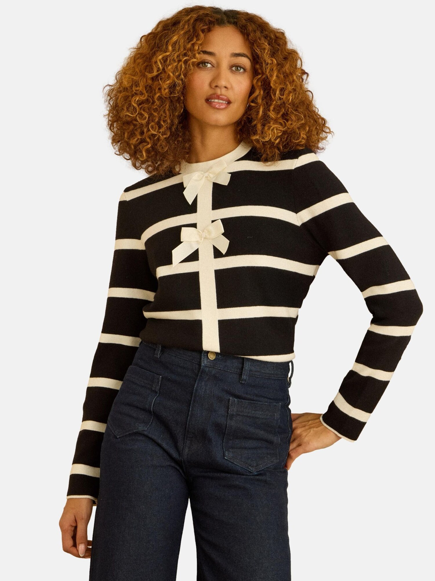 love & roses Pulover  negru / alb lână