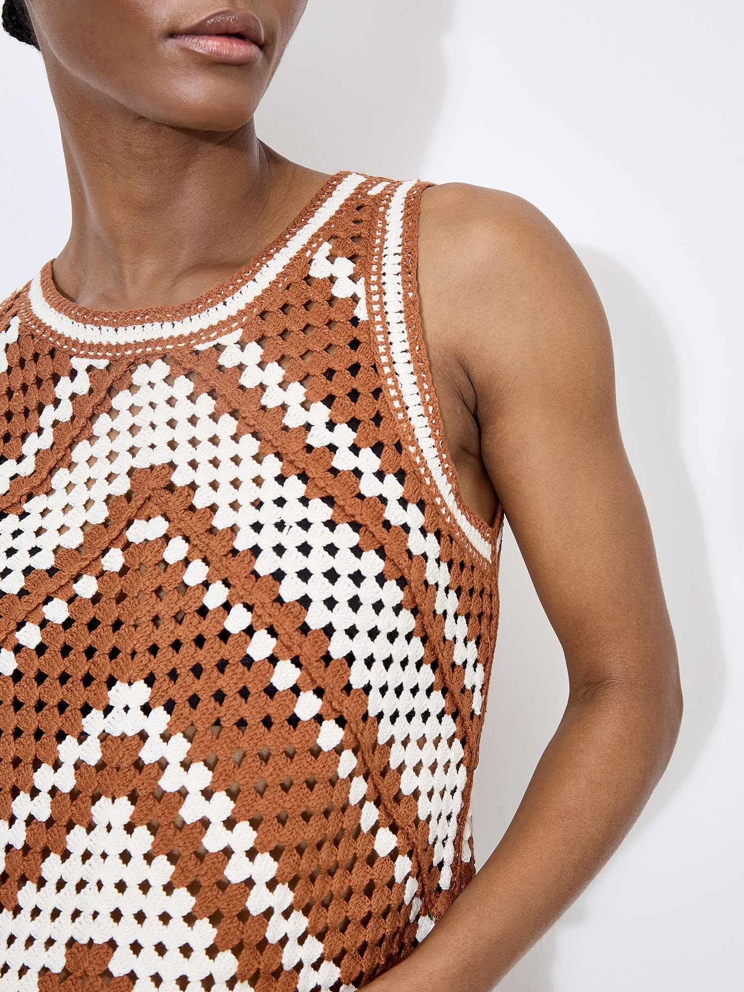 Thumbnail - Apricot Chevron Crochet Top