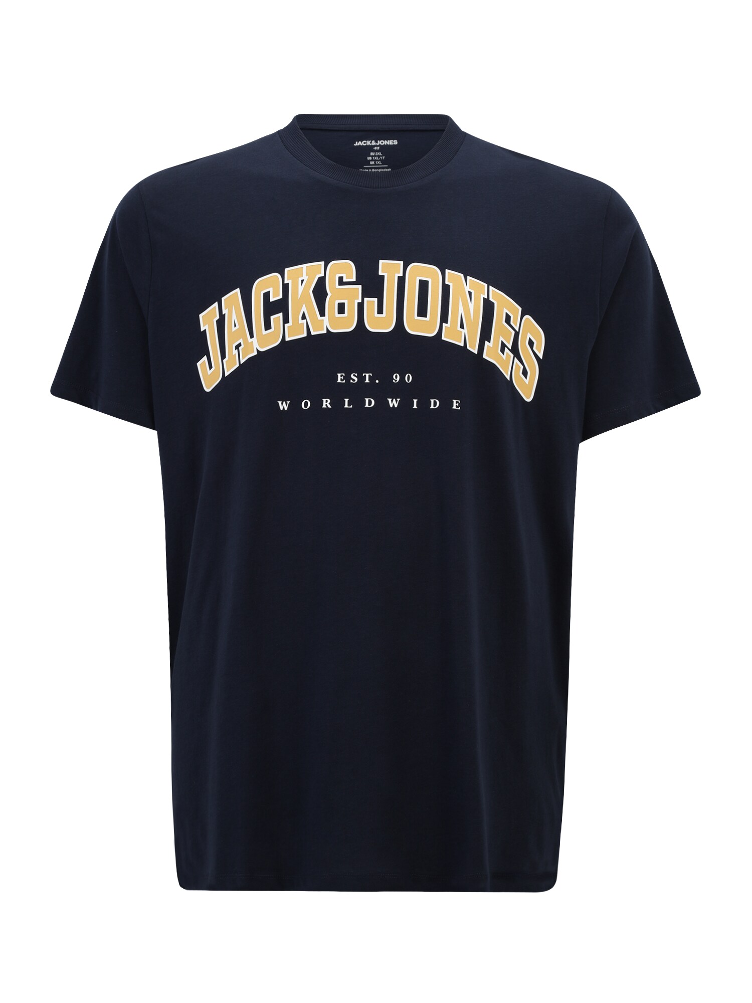 Jack & Jones Plus Tričko 'JJECALEB'  piesková / námornícka modrá / biela