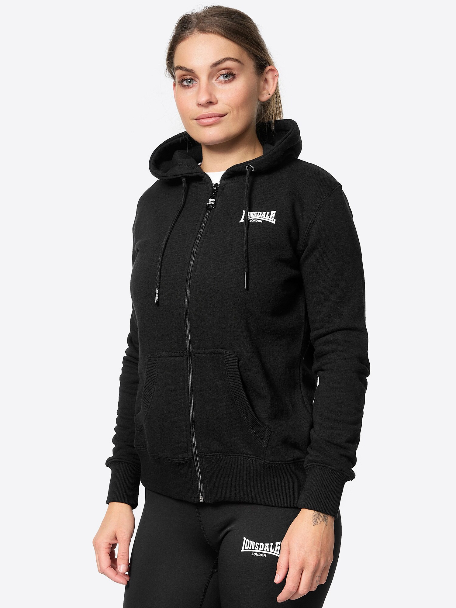 LONSDALE Tréning dzseki 'CALDER VALE'  fekete / fehér termék 2. képe