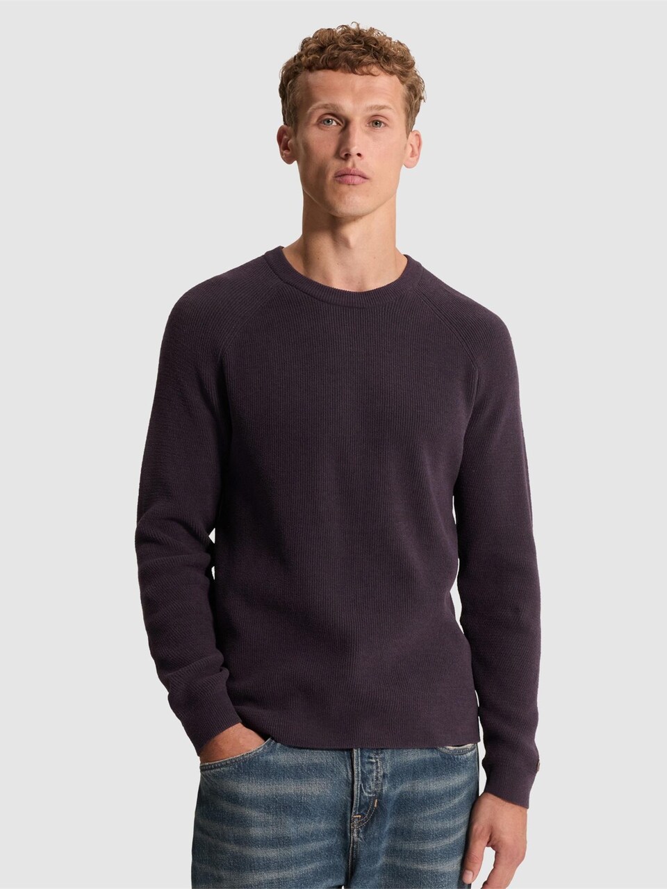 Tröja 'Pullover with two-tone rib texture and raglan sleeves'