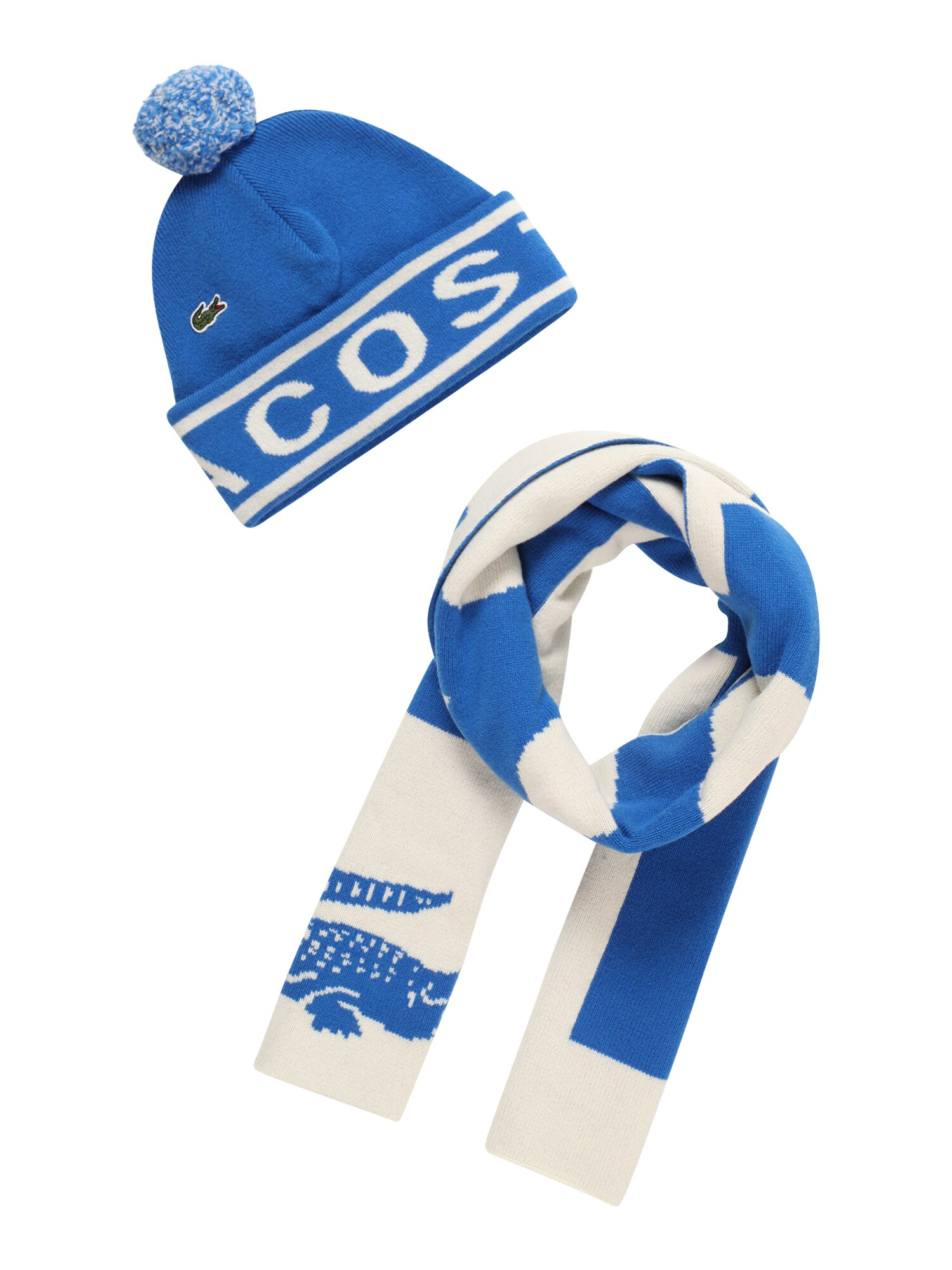 Lacoste LACOSTE Set: Mütze und Schal blau / weiß