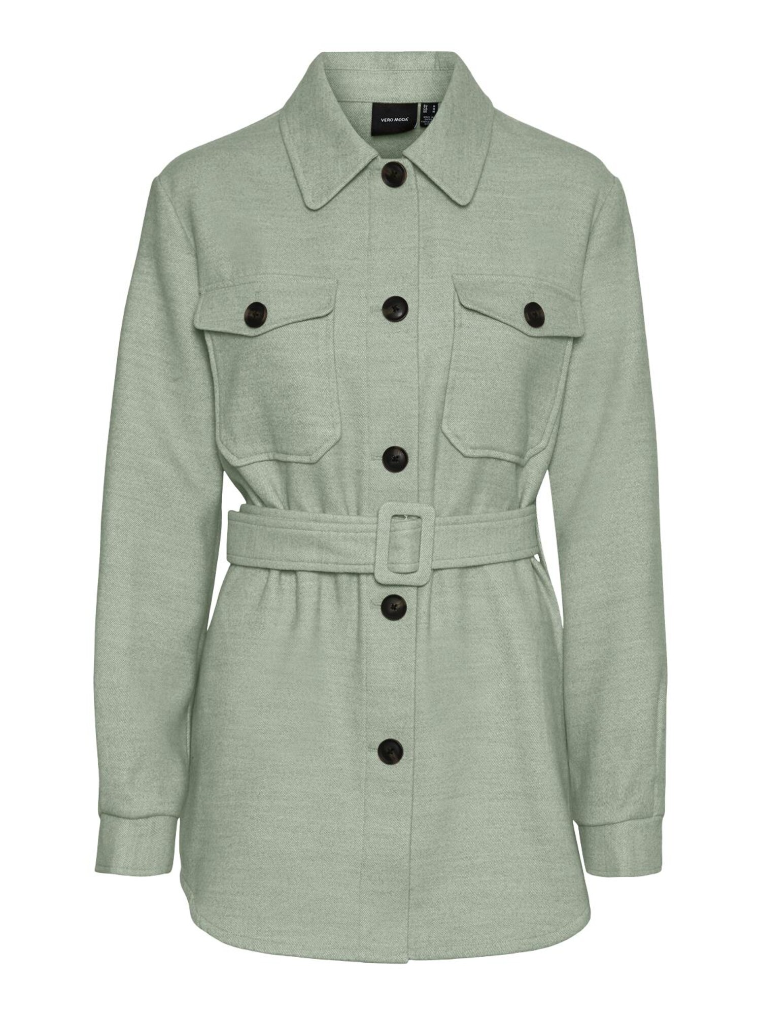 VERO MODA Prechodný kabát 'Cala'  svetlozelená / čierna