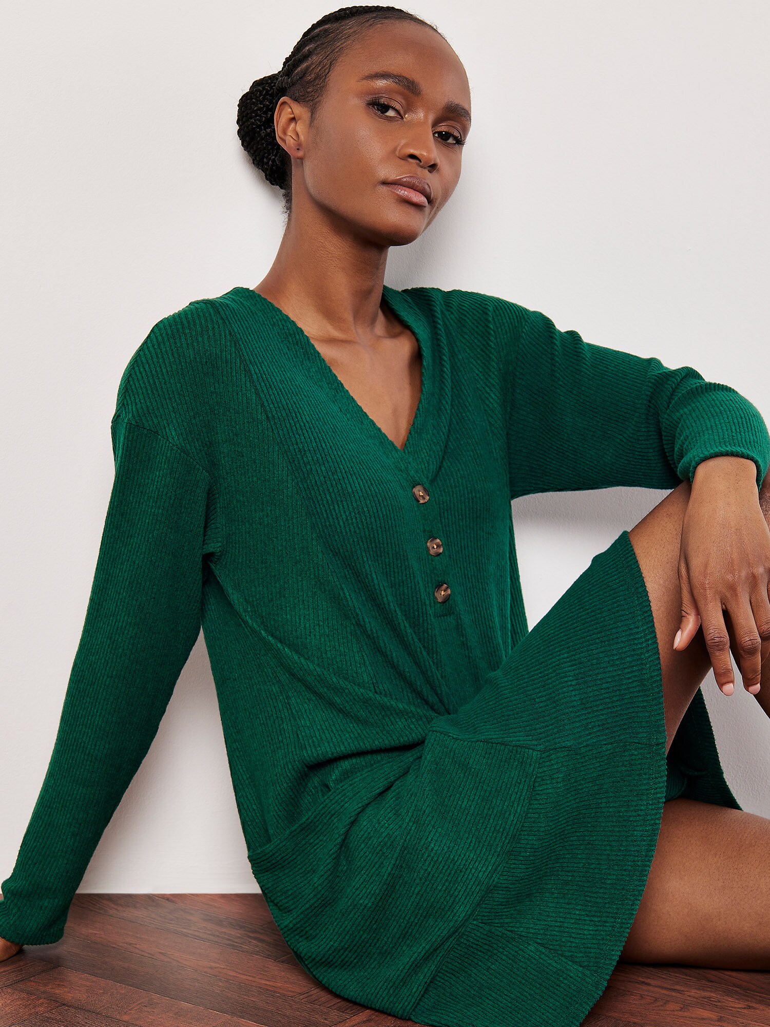 Thumbnail - Apricot Soft Touch Rib Knit Mini Dress