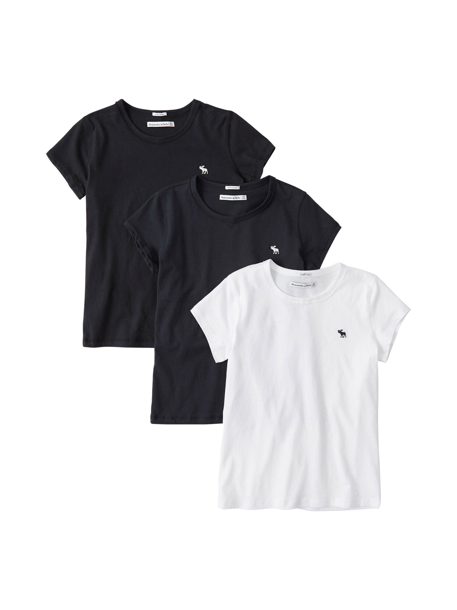 Abercrombie & Fitch Marškinėliai  balta / juoda / tamsiai mėlyna