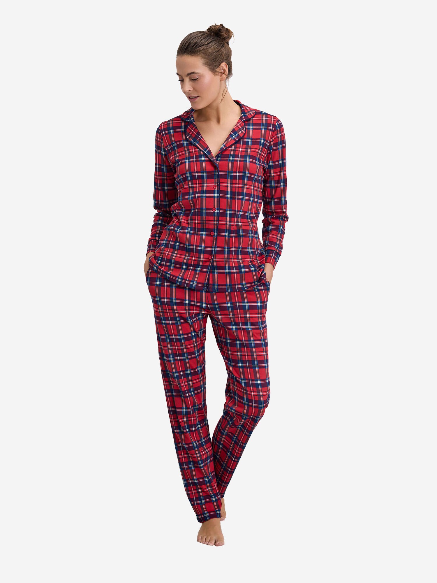 Goldenbay Pijama 'Lupine' azul / amarillo / burdeos / rojo oscuro
