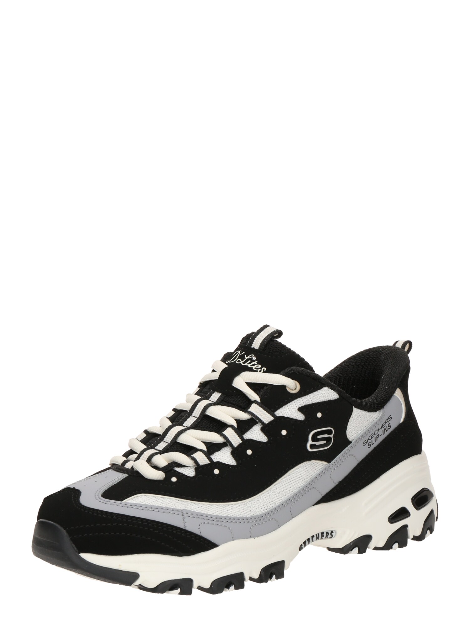 SKECHERS Rövid szárú sportcipők 'D LITES-SMOOTH NOSTALGIA'  szürke / fekete / fehér akciós termékkép 1