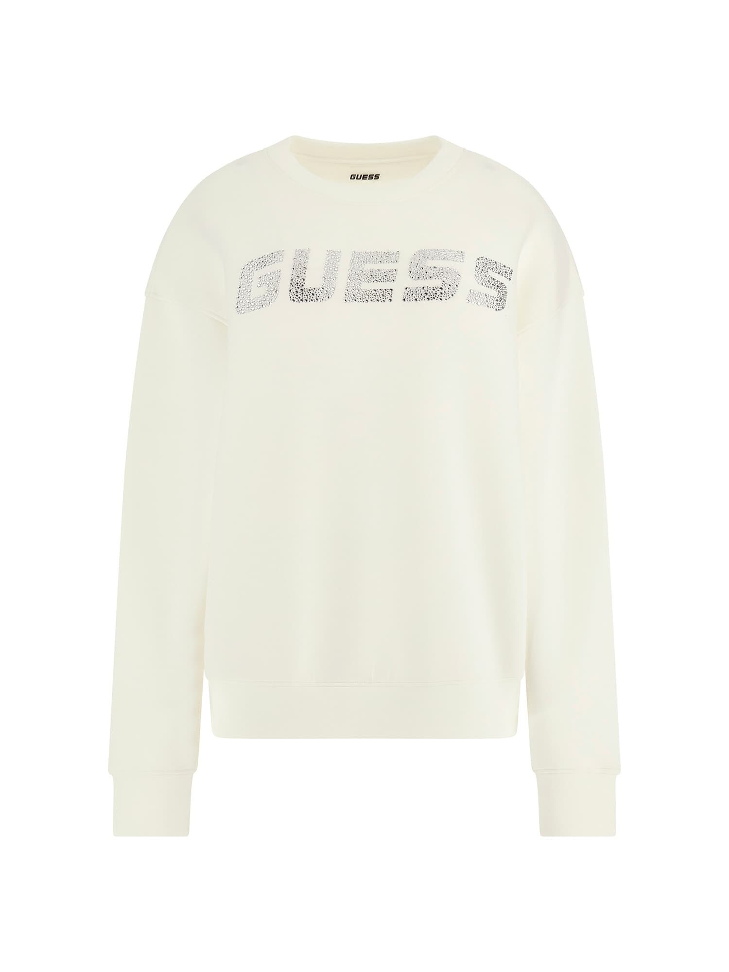 GUESS Bluză de molton Cecilia  argintiu / alb