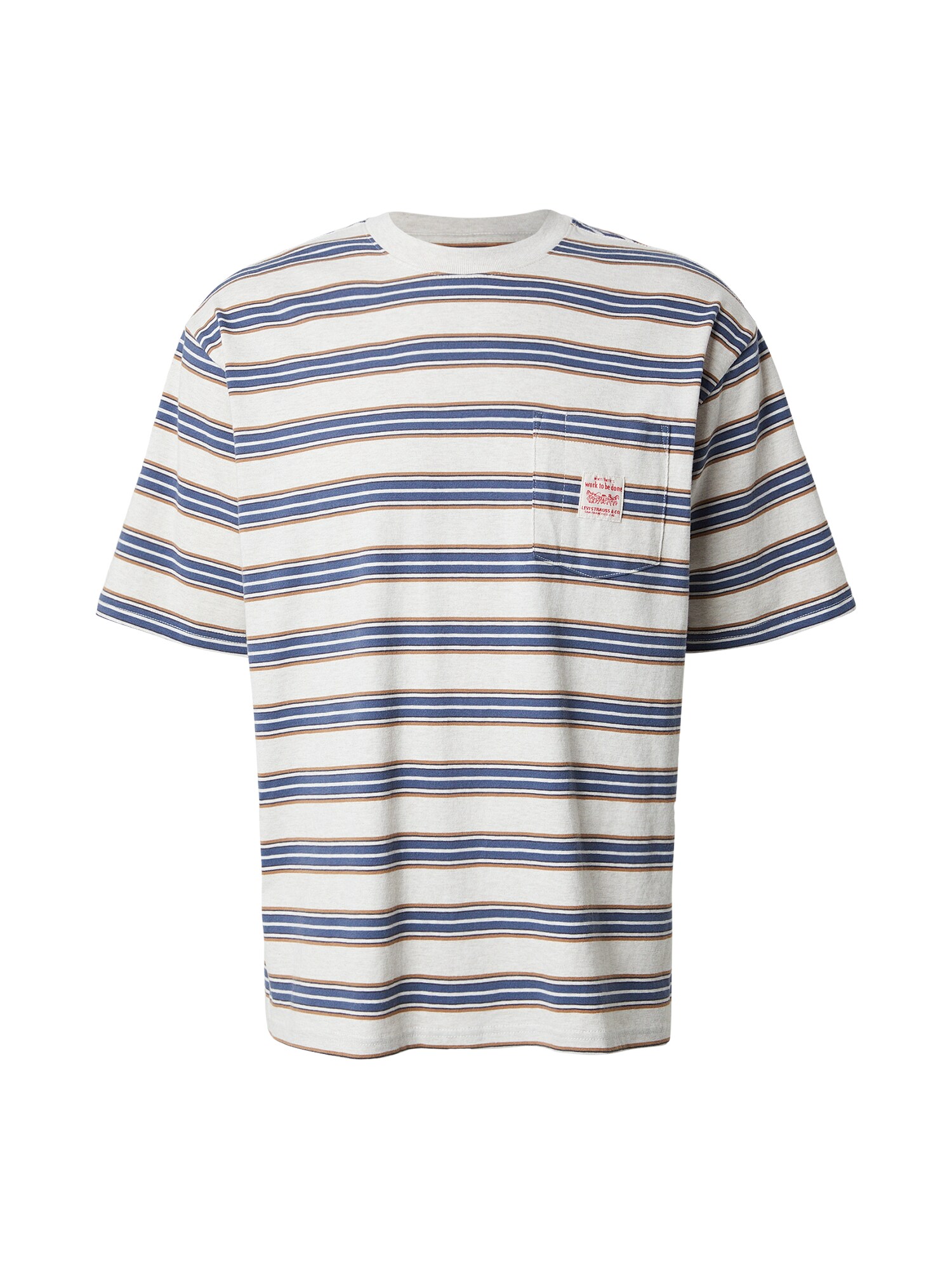 LEVIS ® Tricou  safir / maro caramel / alb