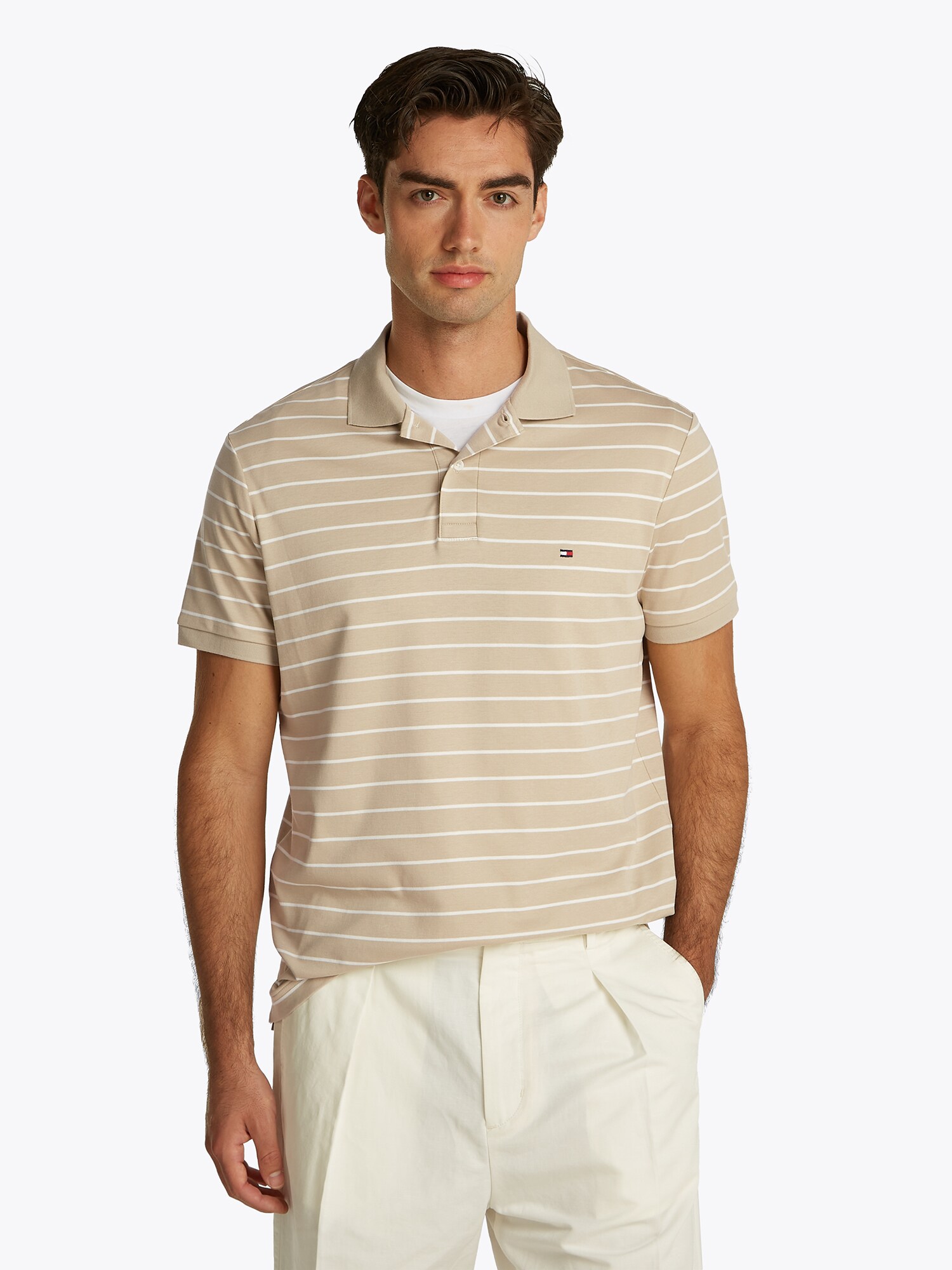 TOMMY HILFIGER Póló 'SEASONAL'  bézs / fehér termék 2. képe