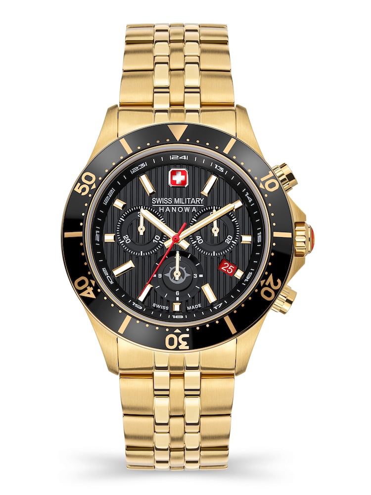 SWISS MILITARY HANOWA Uhr 'Flagship X Chrono' Herren Größe One Size gold / rot / schwarz