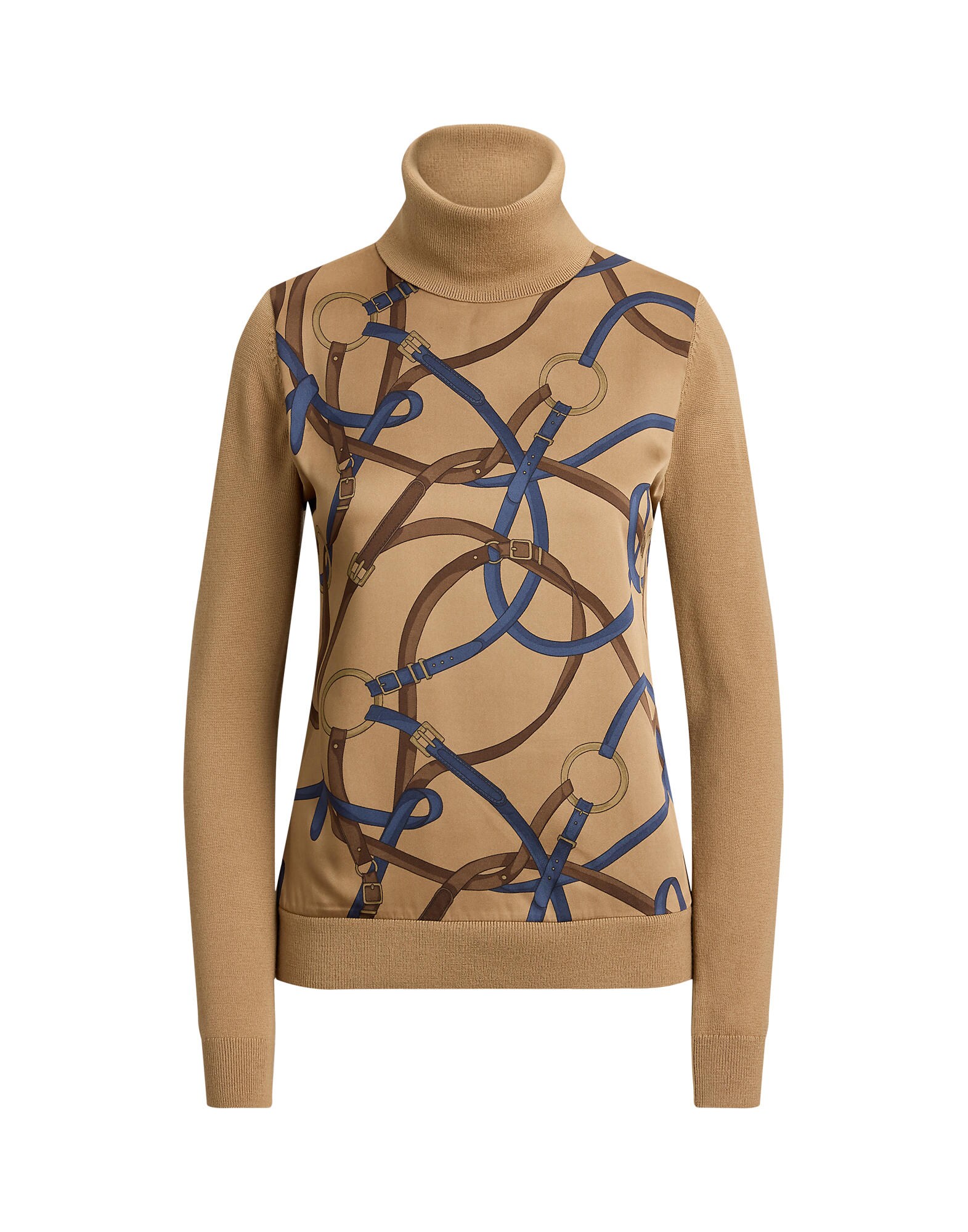 Lauren Ralph Lauren Pulover maro cămilă / bleumarin / maro