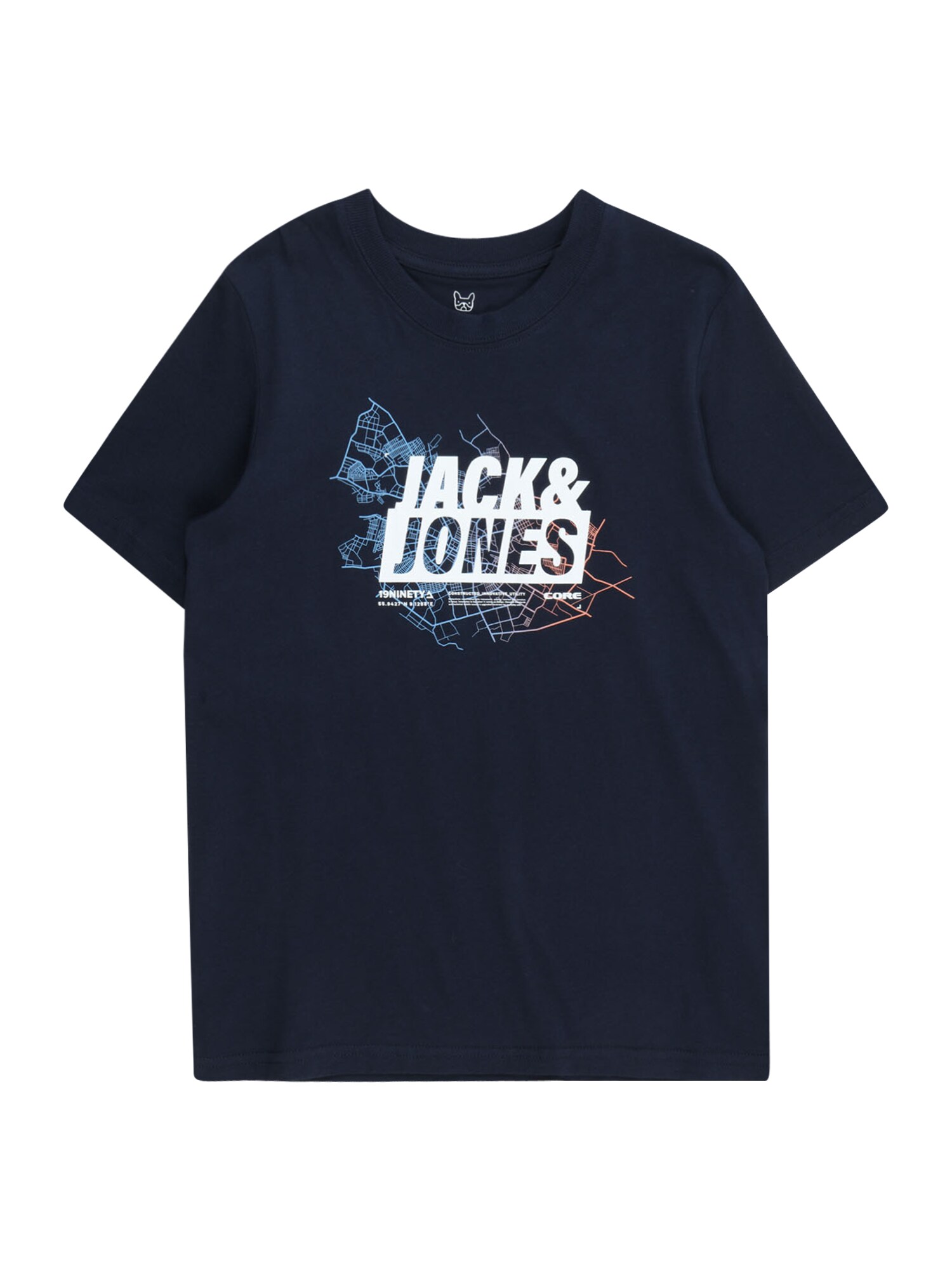 Jack & Jones Junior Tričko 'JJMap'  námornícka modrá / svetlomodrá / ružová / biela