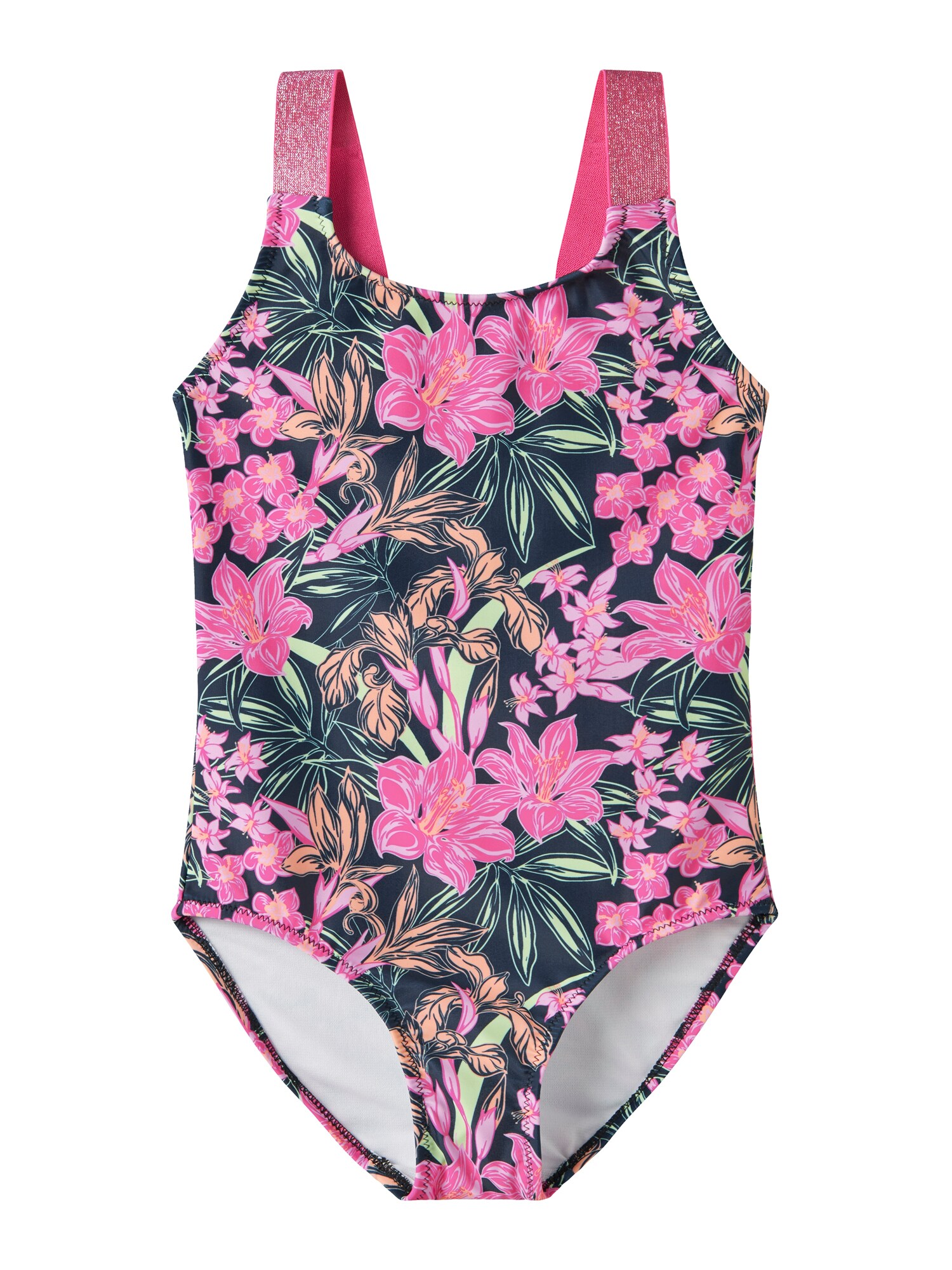 NAME IT Costum de baie întreg 'NKFZERIA'  albastru închis / verde deschis / portocaliu / roz deschis