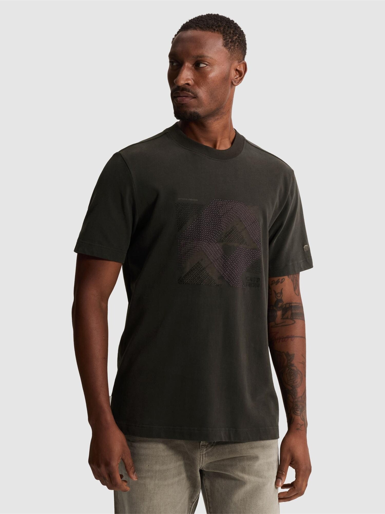 T-shirt 'T-shirt with mixed-technique chest graphic'