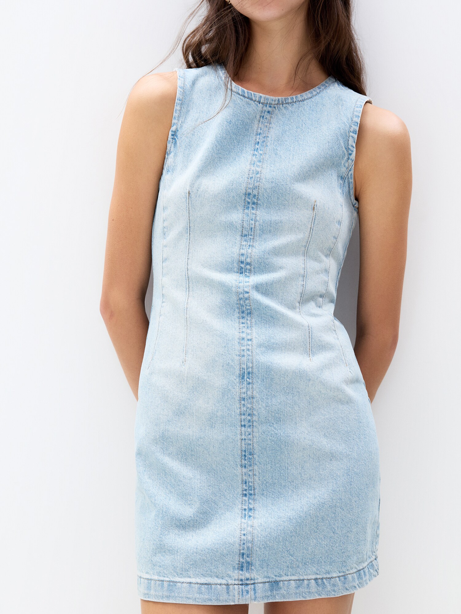Pull&Bear Šaty modrá denim (obrázok 4)