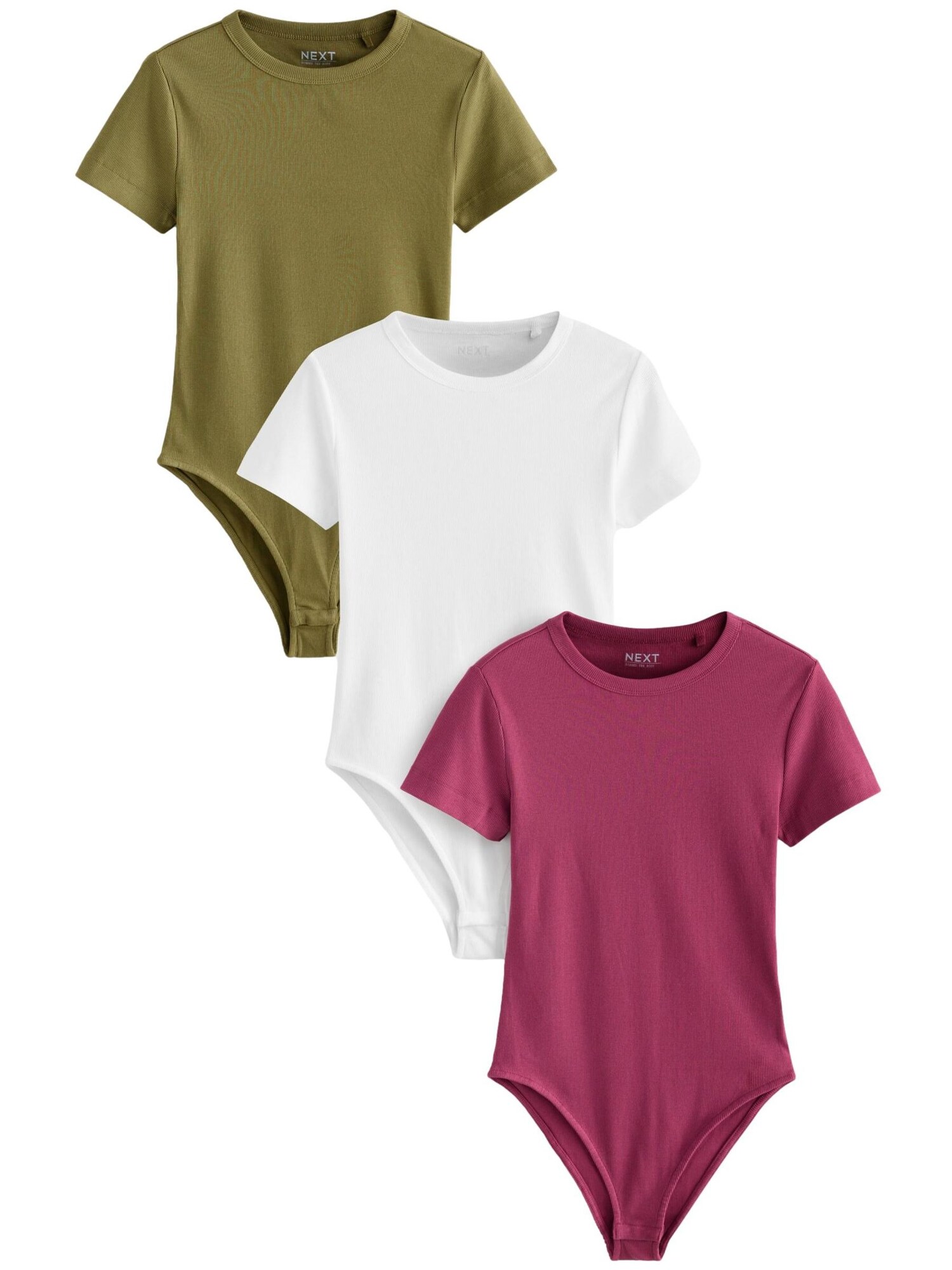 Next Tricou body  verde / roşu închis / alb murdar