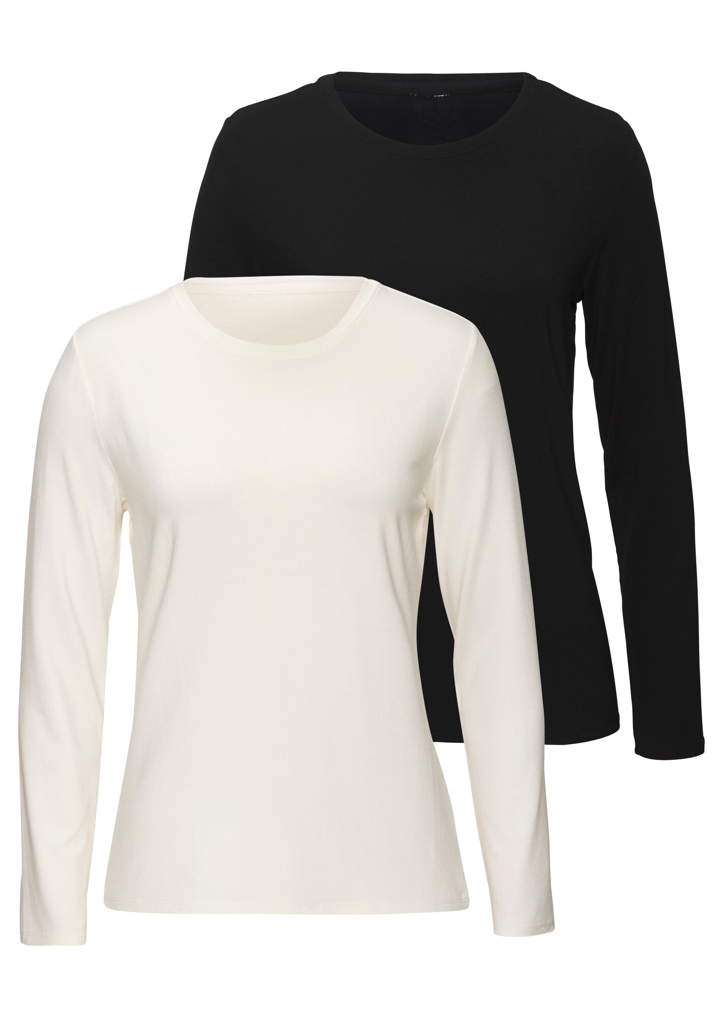 LASCANA Tricou  ecru / negru