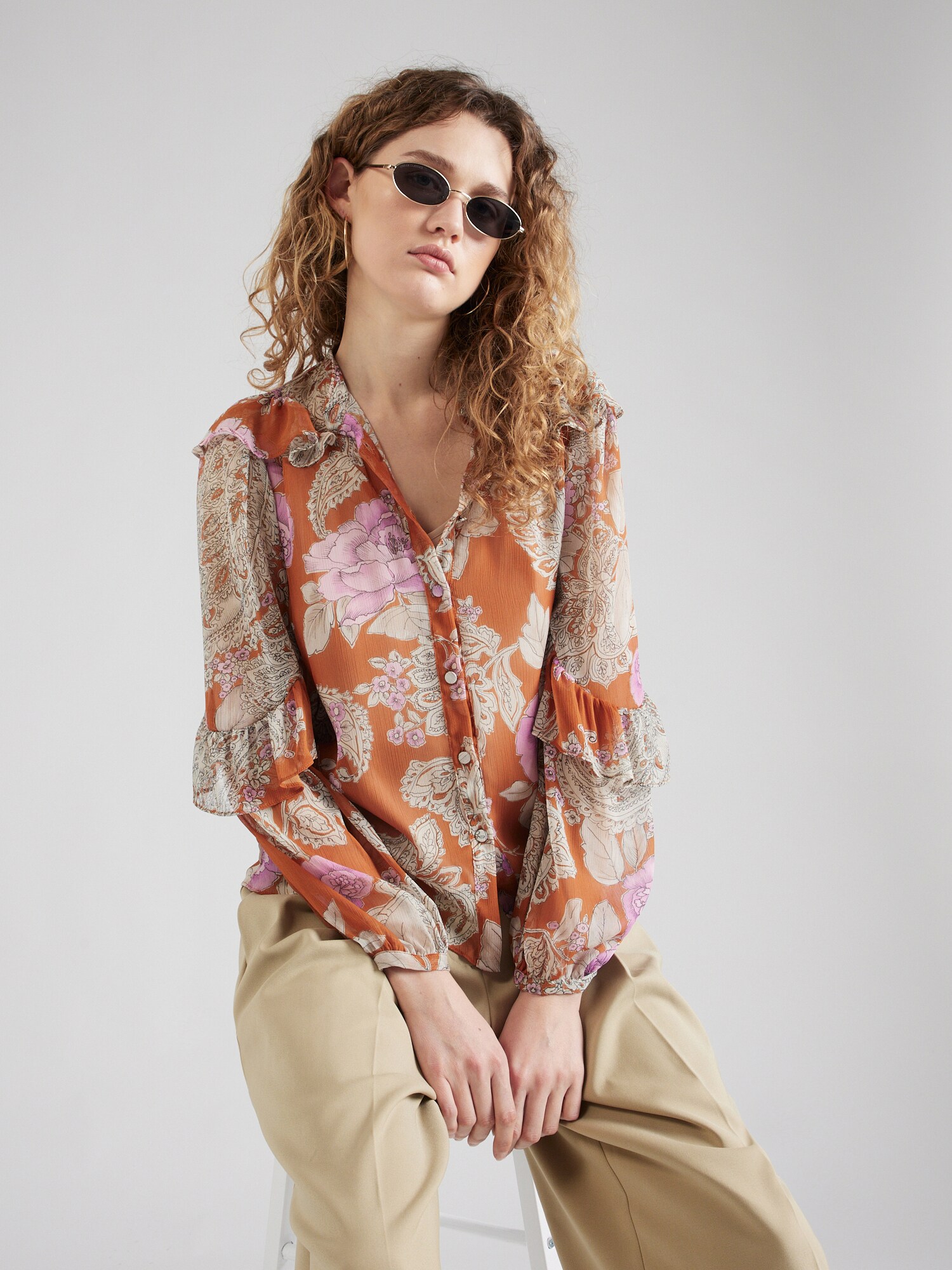 Twinset Blúz 'CAMICIA'  okker / kő / világos-rózsaszín termék 2. képe