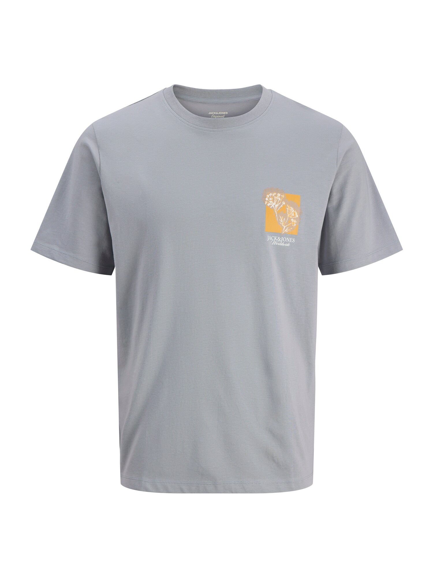 Jack & Jones Plus Tricou 'JORMONTAUK'  albastru fumuriu / portocaliu