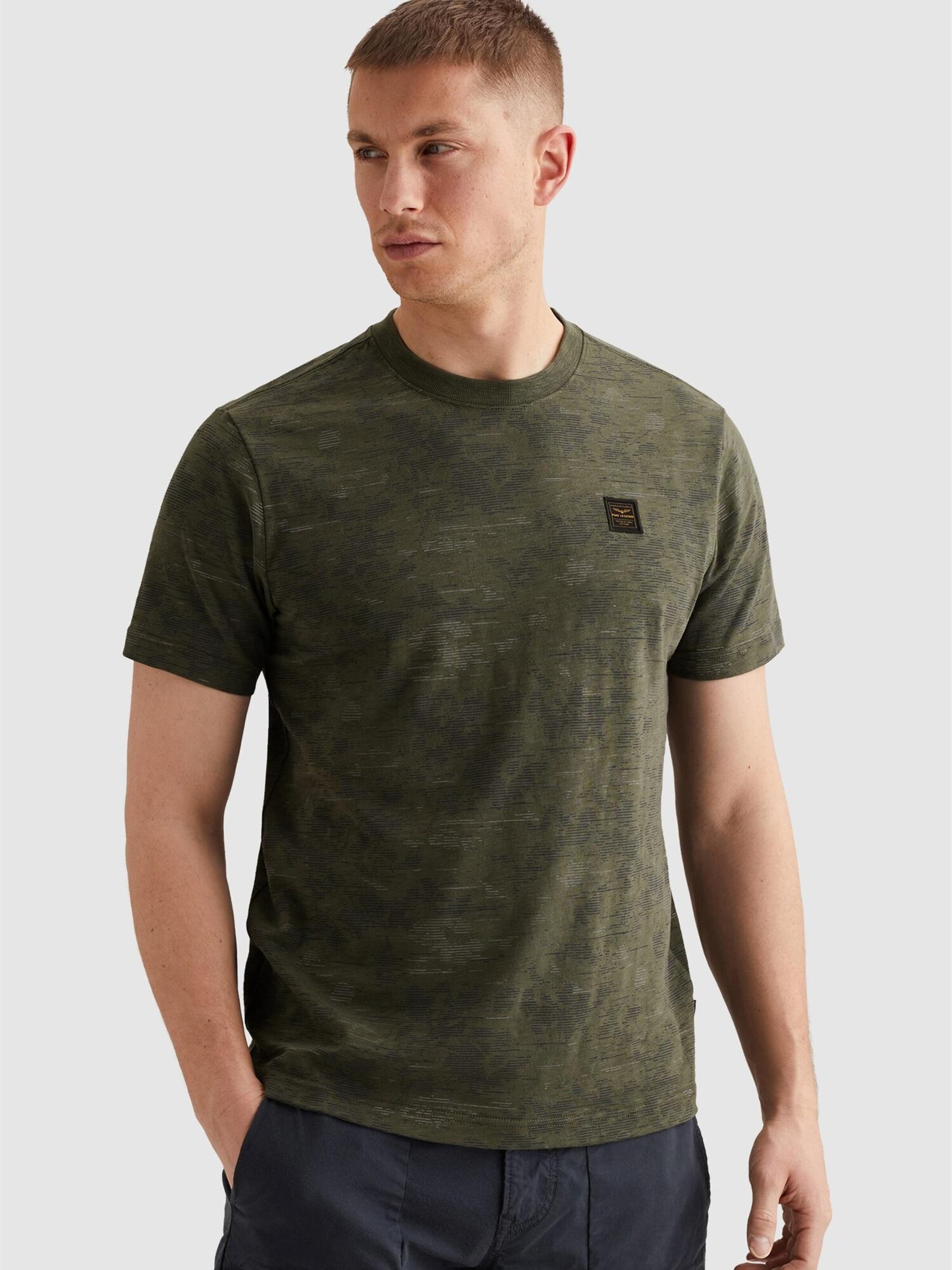 Pme Legend Shirt 'Pme Legend - T-shirt In Slub Cotton With Allover Print' Groen