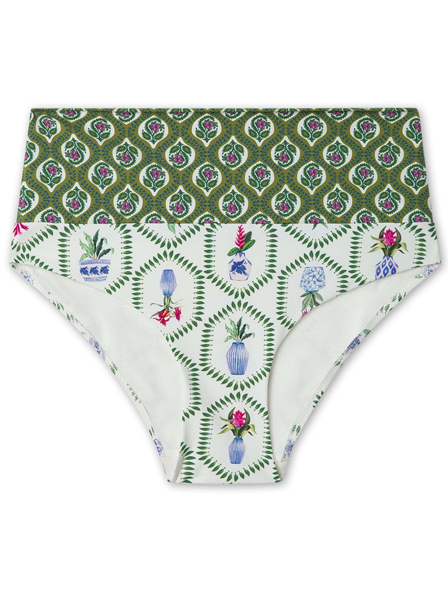 Gisela Slip costum de baie  oliv / alb murdar