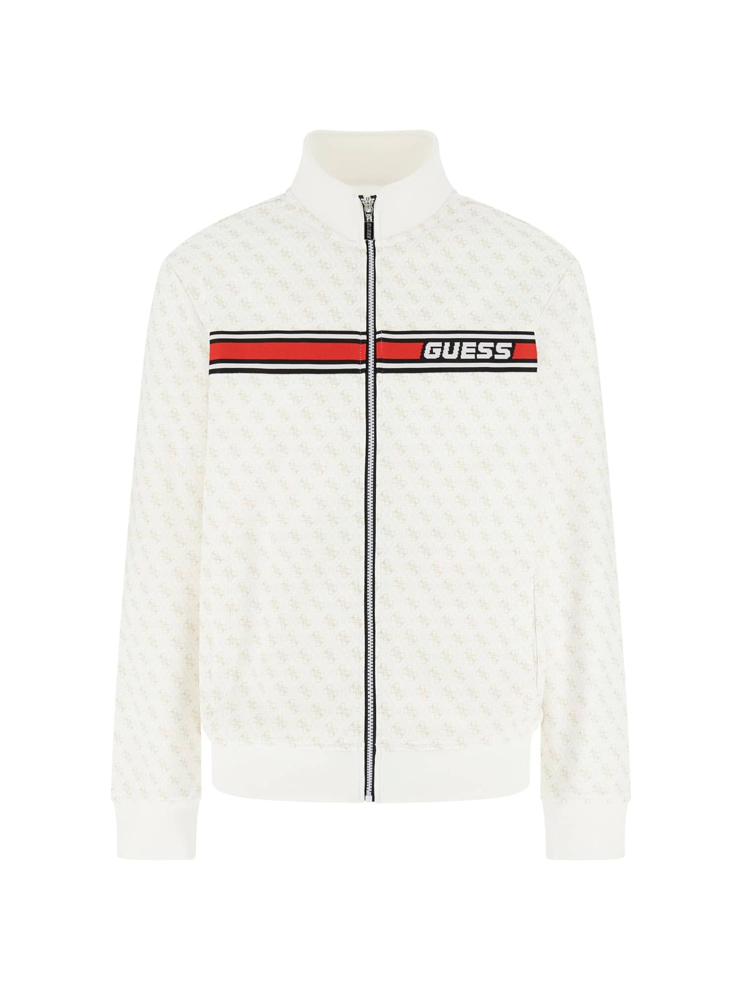 GUESS Bluză cu fermoar sport  bej / gri / roșu / negru / alb murdar