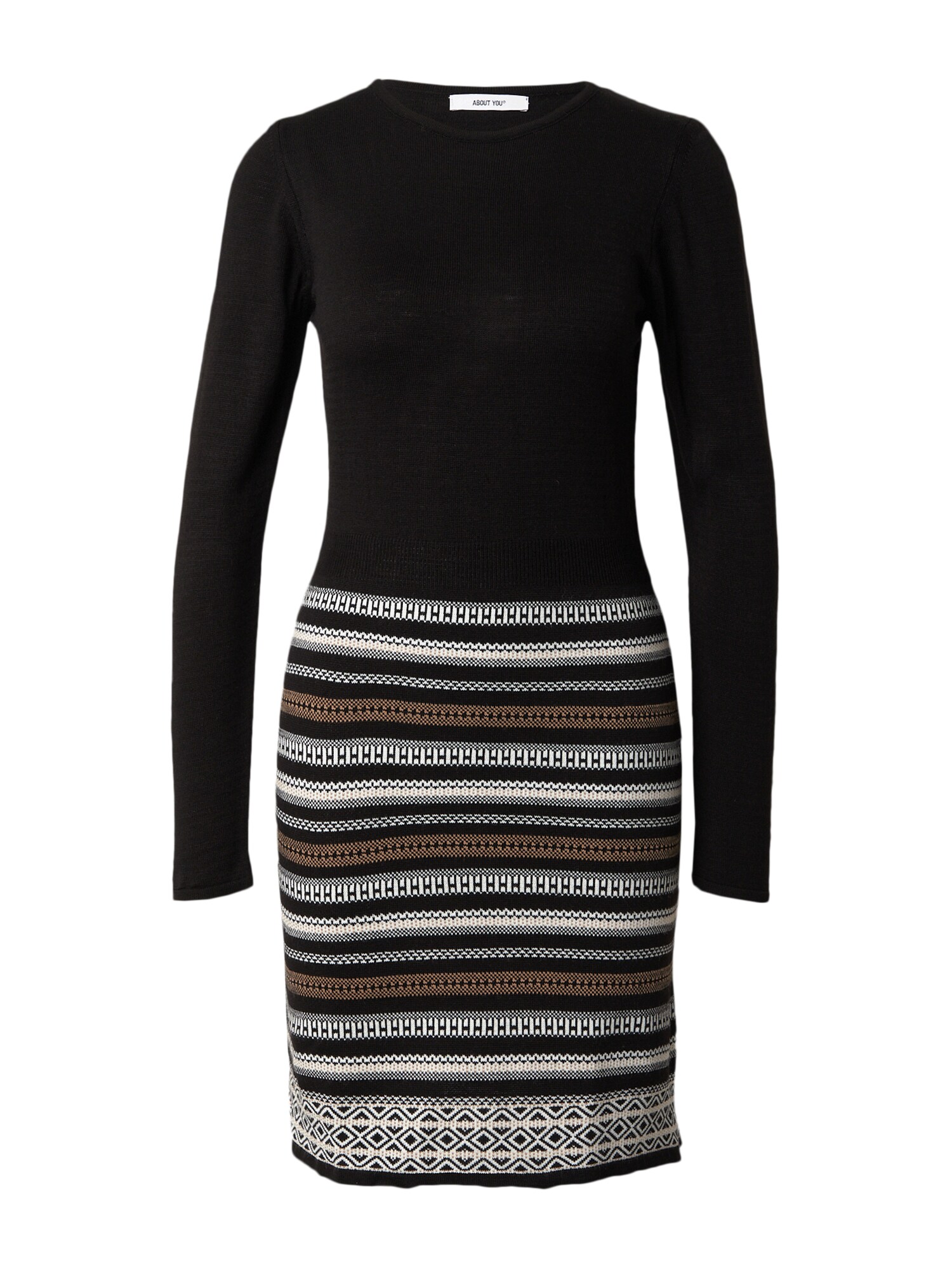 ABOUT YOU Rochie tricotat Penelope  maro / negru / alb
