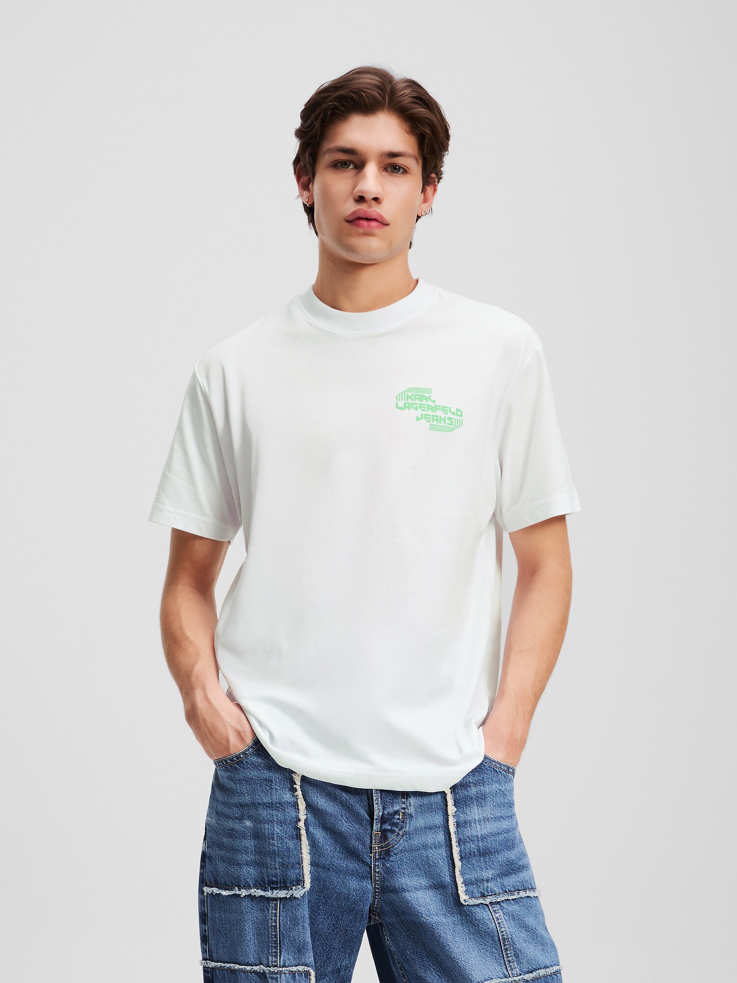 KARL LAGERFELD JEANS Póló  zöld / fehér termék 2. képe