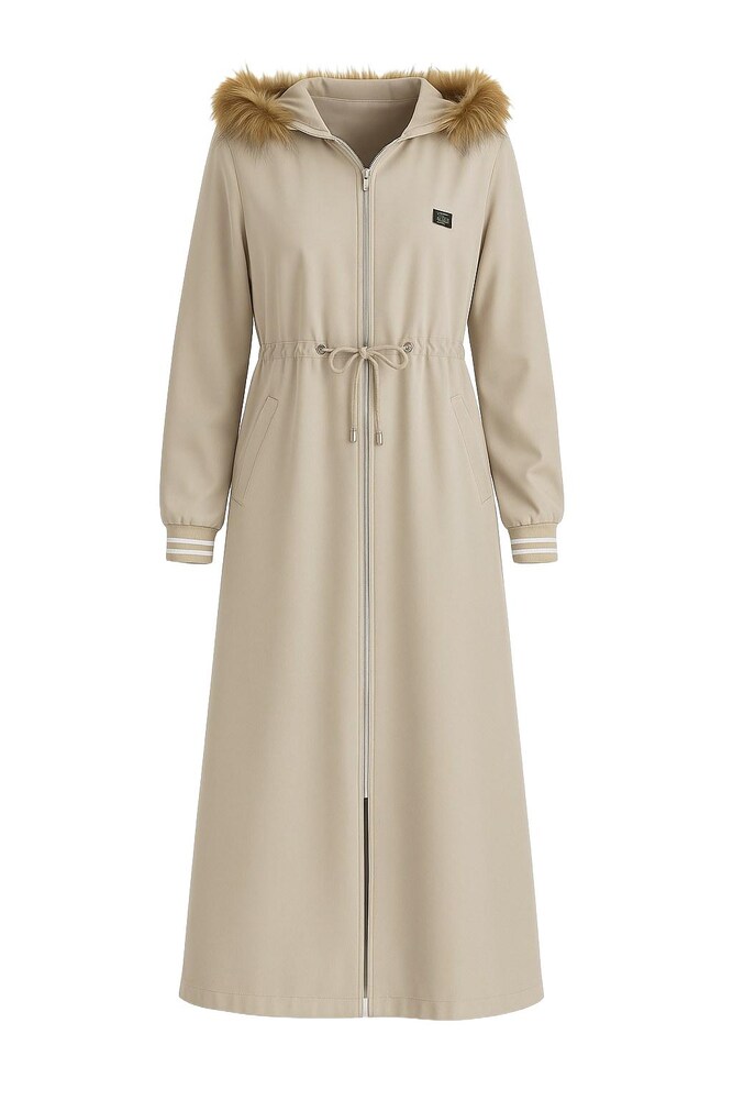 MODAMIHRAM Mantel Damen Größe M beige / braun / weiß