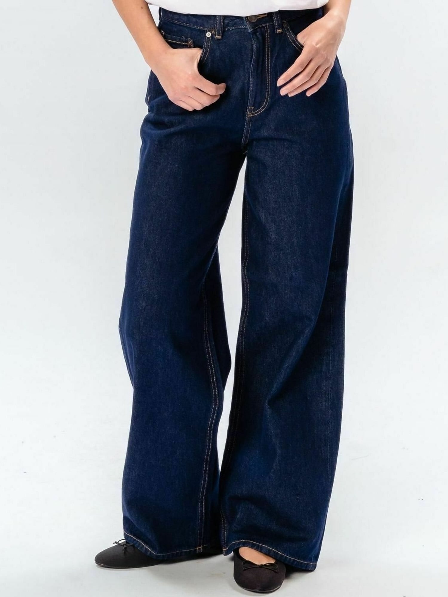 TEESHOPPEN Jeans  Wide  albastru