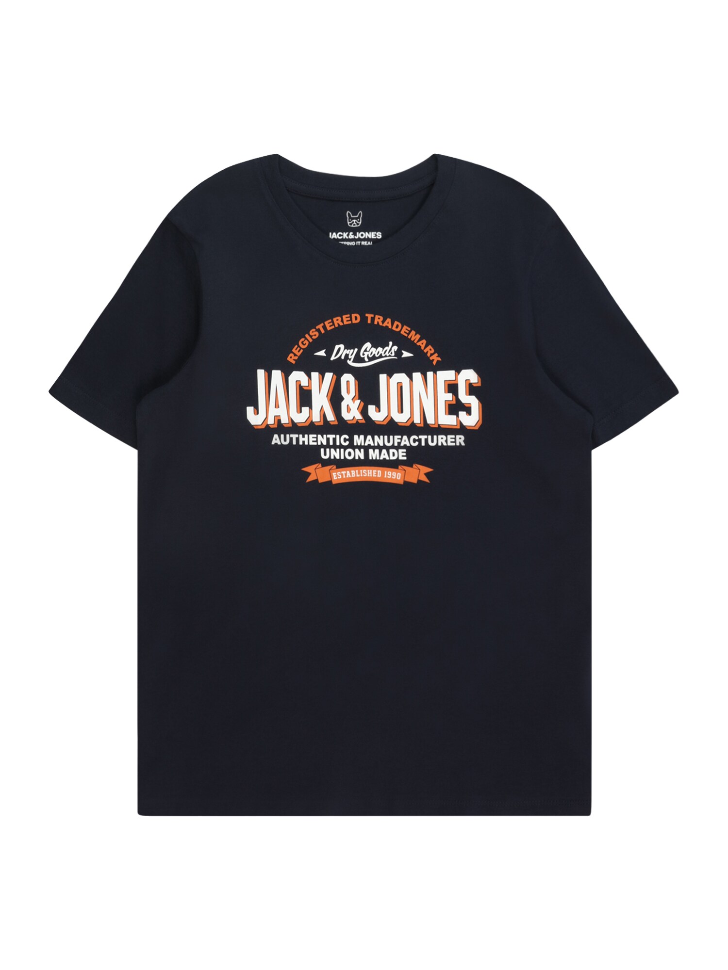 Jack & Jones Junior Tričko  námornícka modrá / oranžová / šedobiela