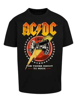 F4NT4STIC Shirt ‘ACDC Rock Band Shirt For Those About To Rock 1981’ Geel / Oranje / Rood / Zwart / Wit