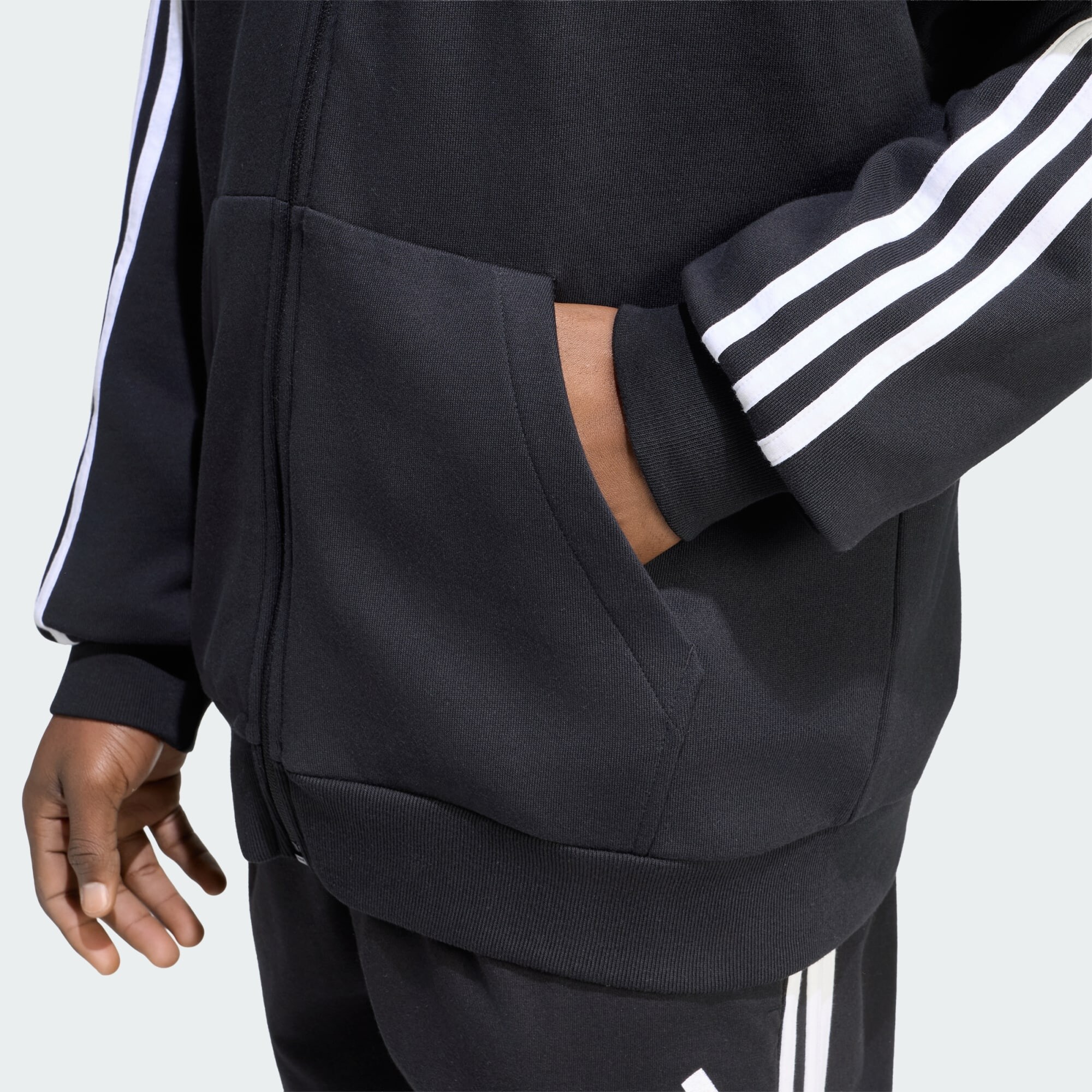 ADIDAS SPORTSWEAR Sudadera con cremallera deportiva 'Essentials' negro / blanco – imagen 4