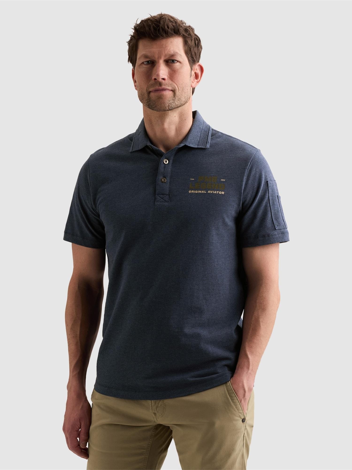 Pme Legend Shirt 'Polo Shirt In 100% Cotton With Flight Pocket' Blauw