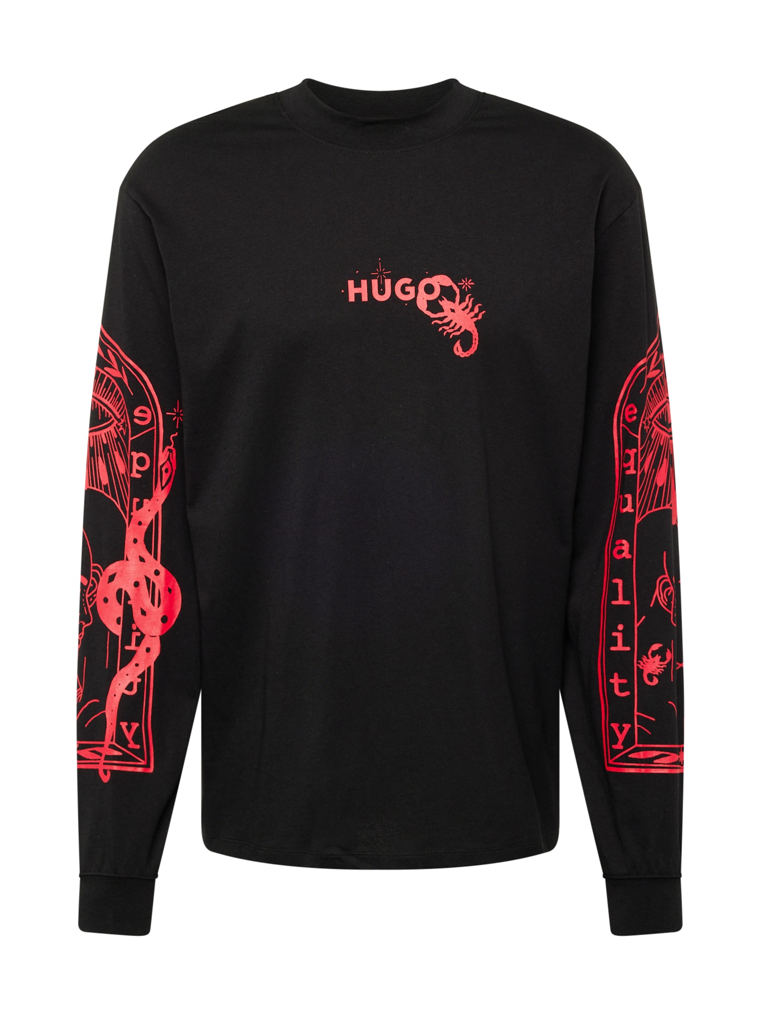 HUGO Red Marškinėliai 'Dequaliom' raudona / juoda
