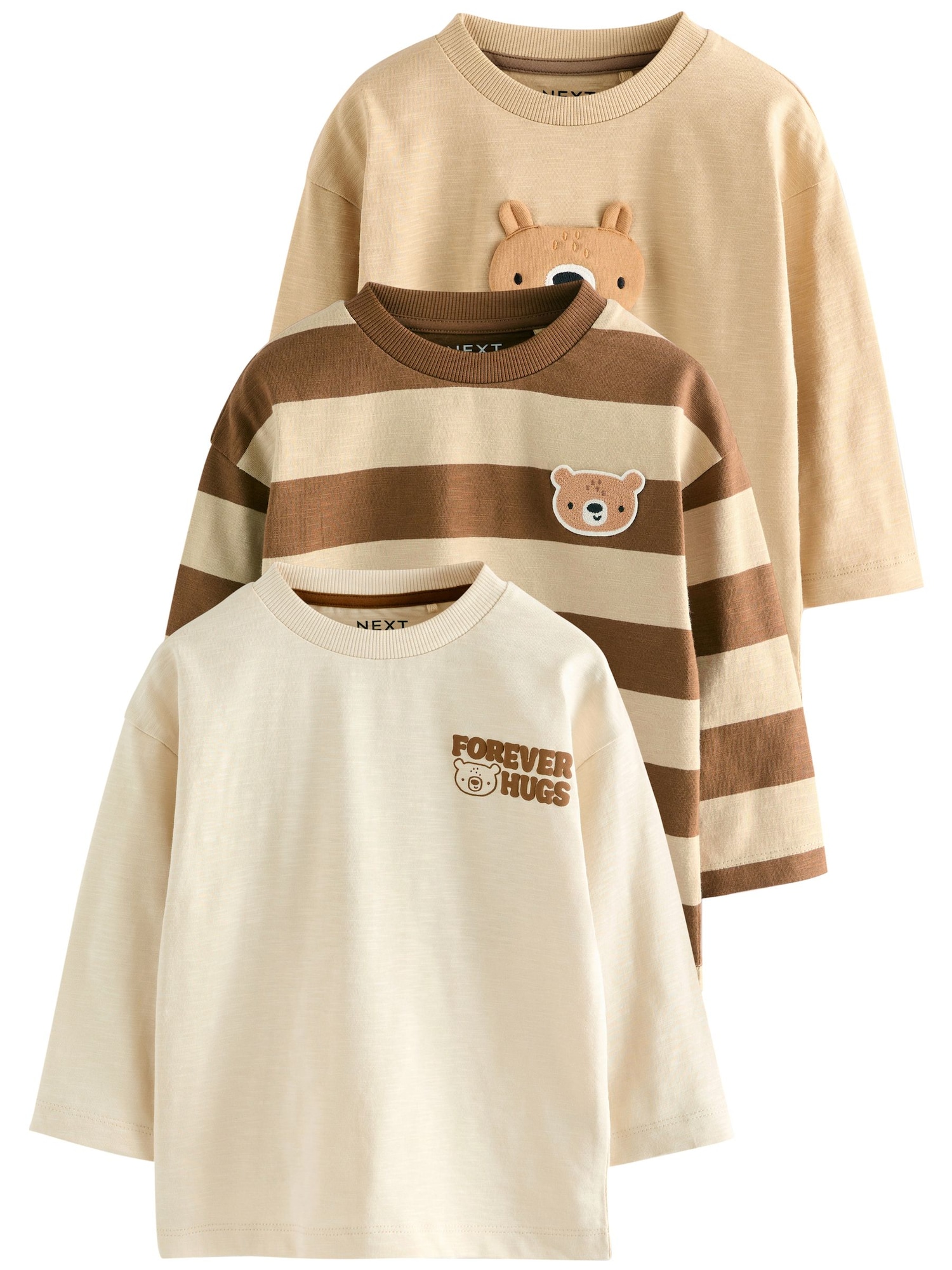 Next Tricou  crem / nisipiu / maro
