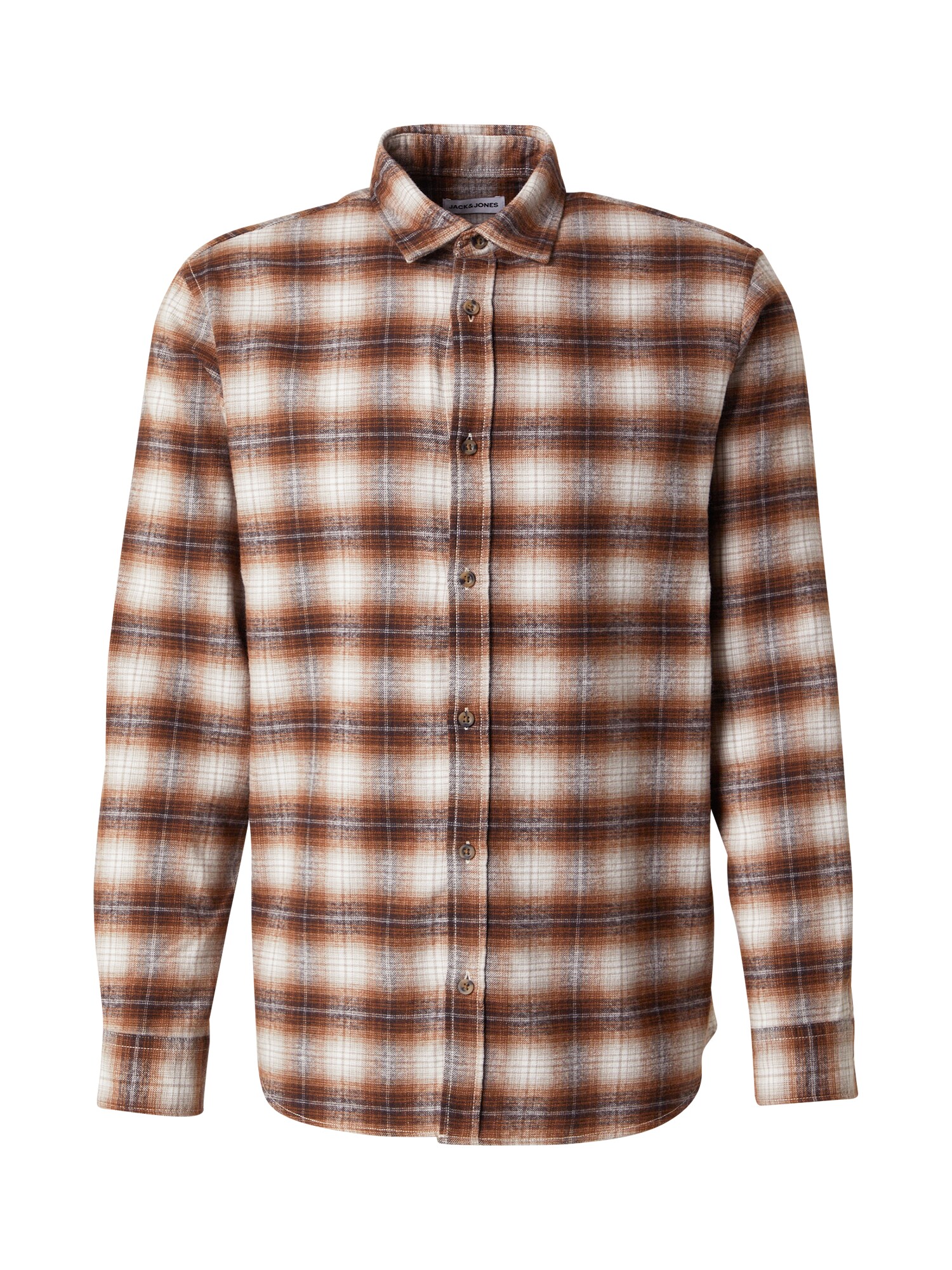 JACK & JONES Košeľa 'JJJOSHUA'  krémová / hrdzavohnedá / tmavohnedá
