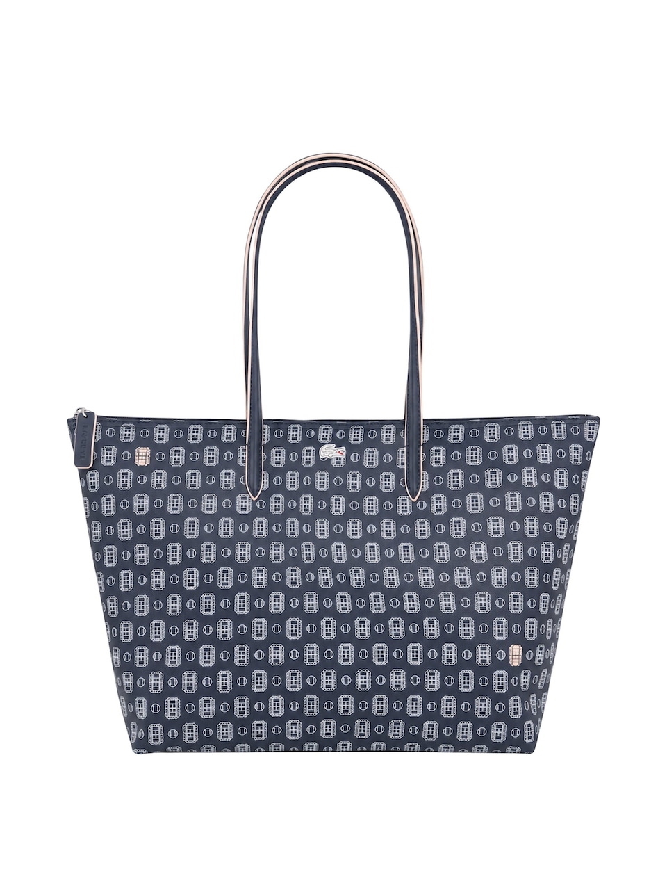 Shoppingväska 'Lacoste Grand sac cabas L.12.12 Concept imprimé Marine Sombre Farine'