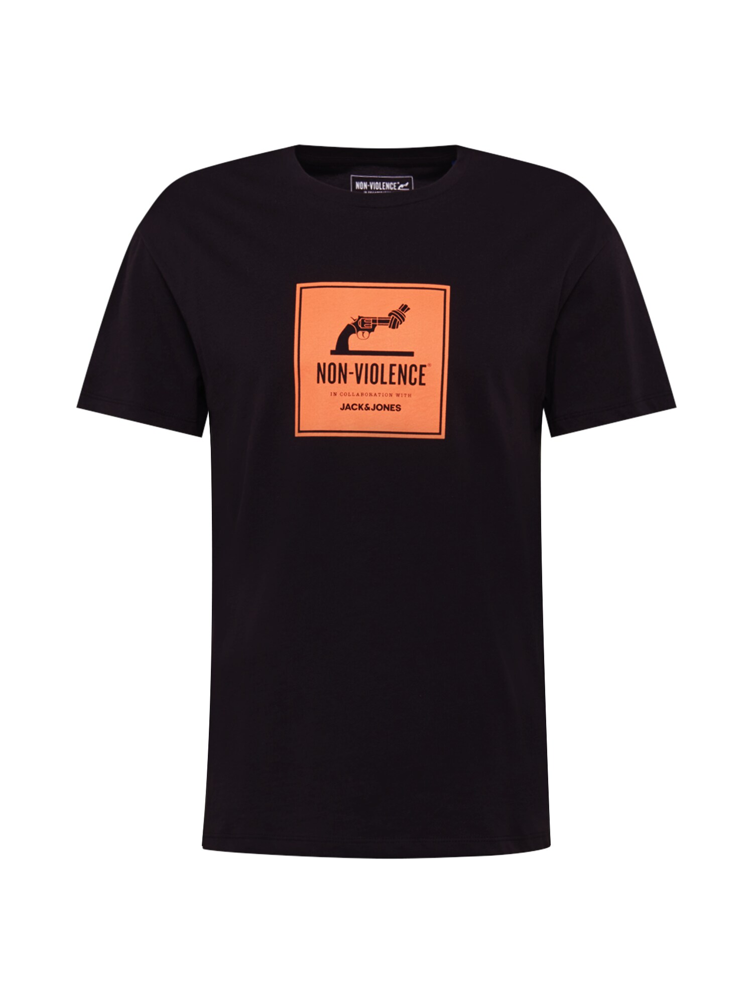JACK & JONES Marškinėliai  juoda / oranžinė
