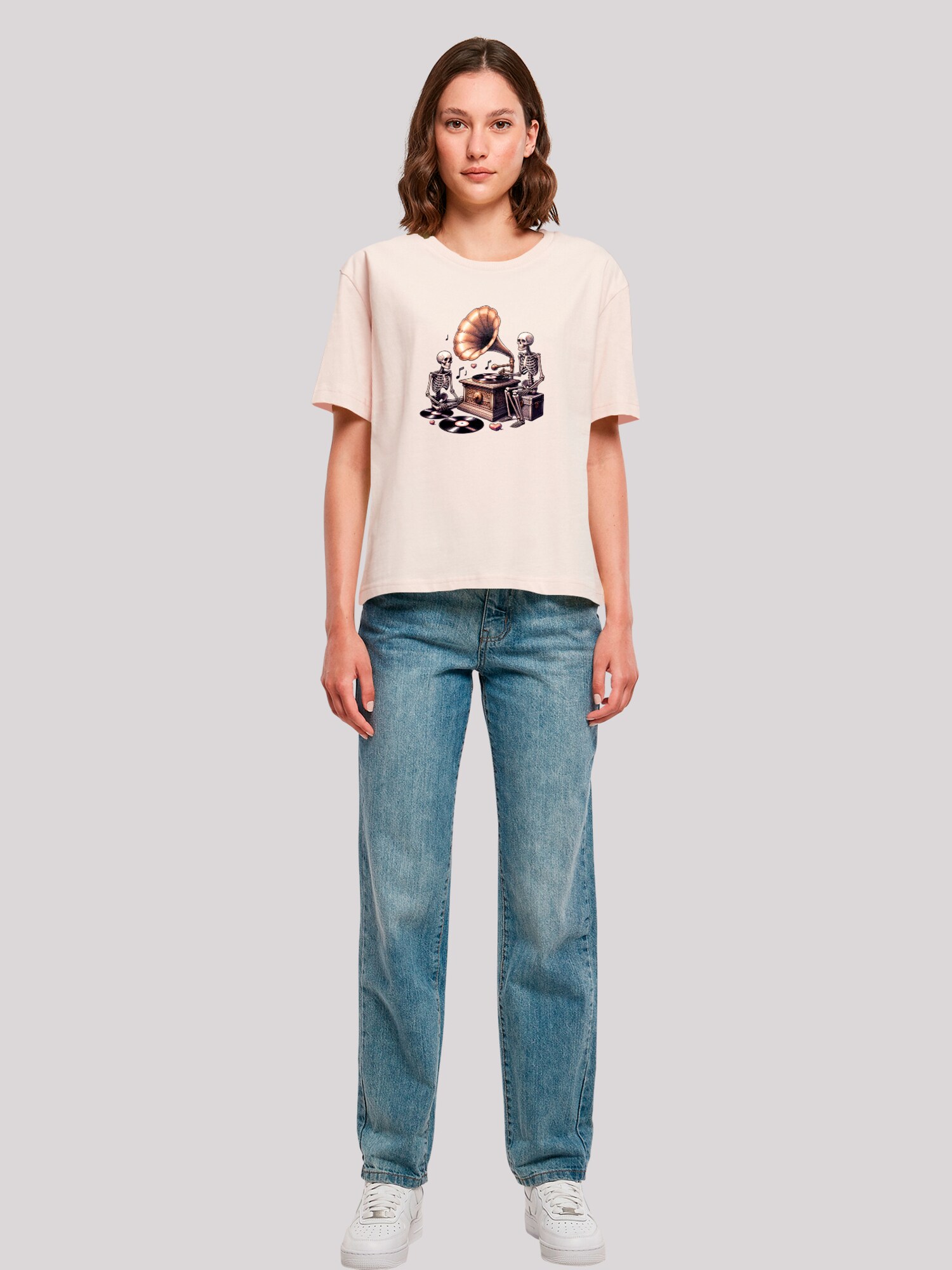 Thumbnail - F4NT4STIC Shirt Gothic Skeleton Vintage Vinyl Plattenspieler